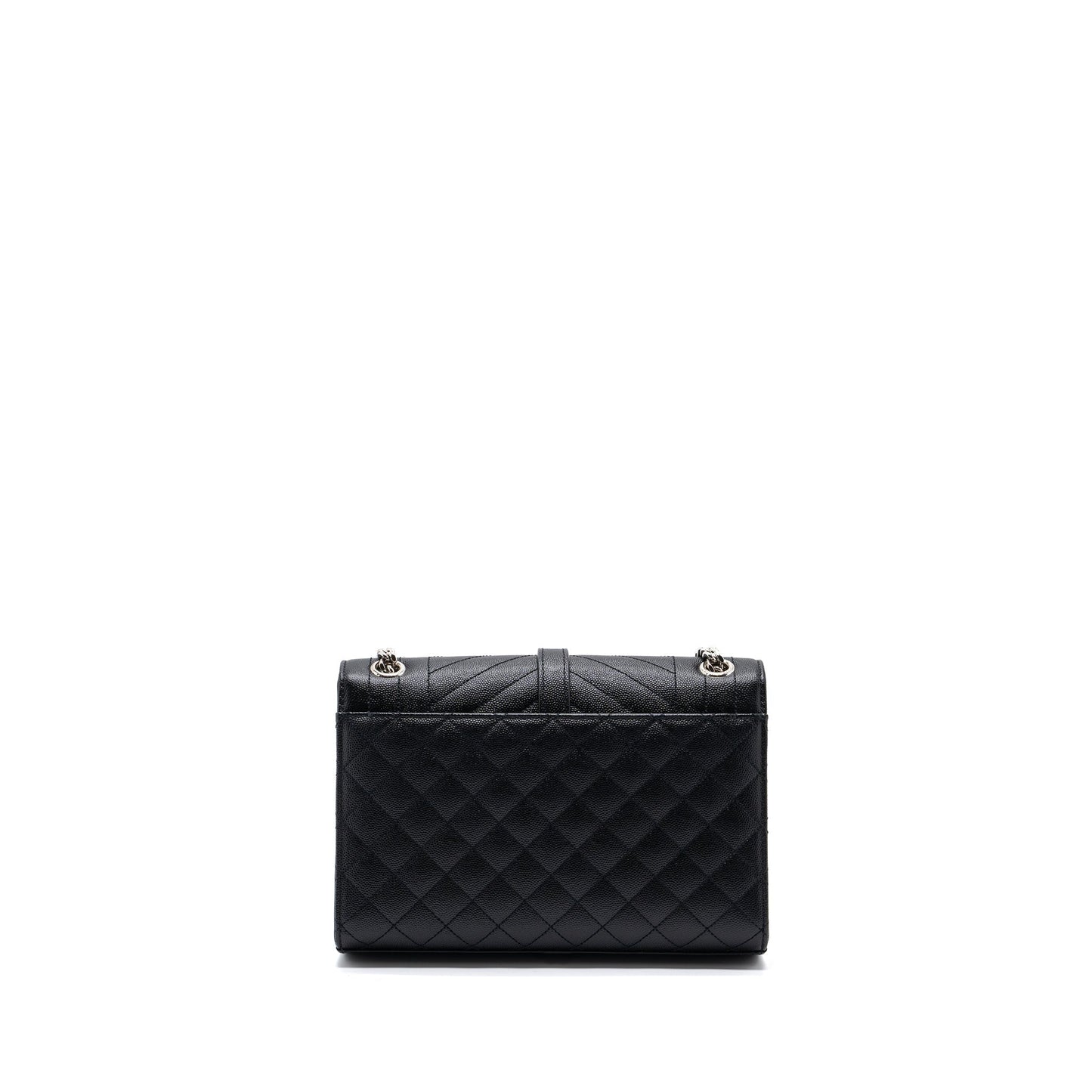 Saint Laurent/ Envelope Medium Chain Purse Grained Calfskin Mix Matelasse Black