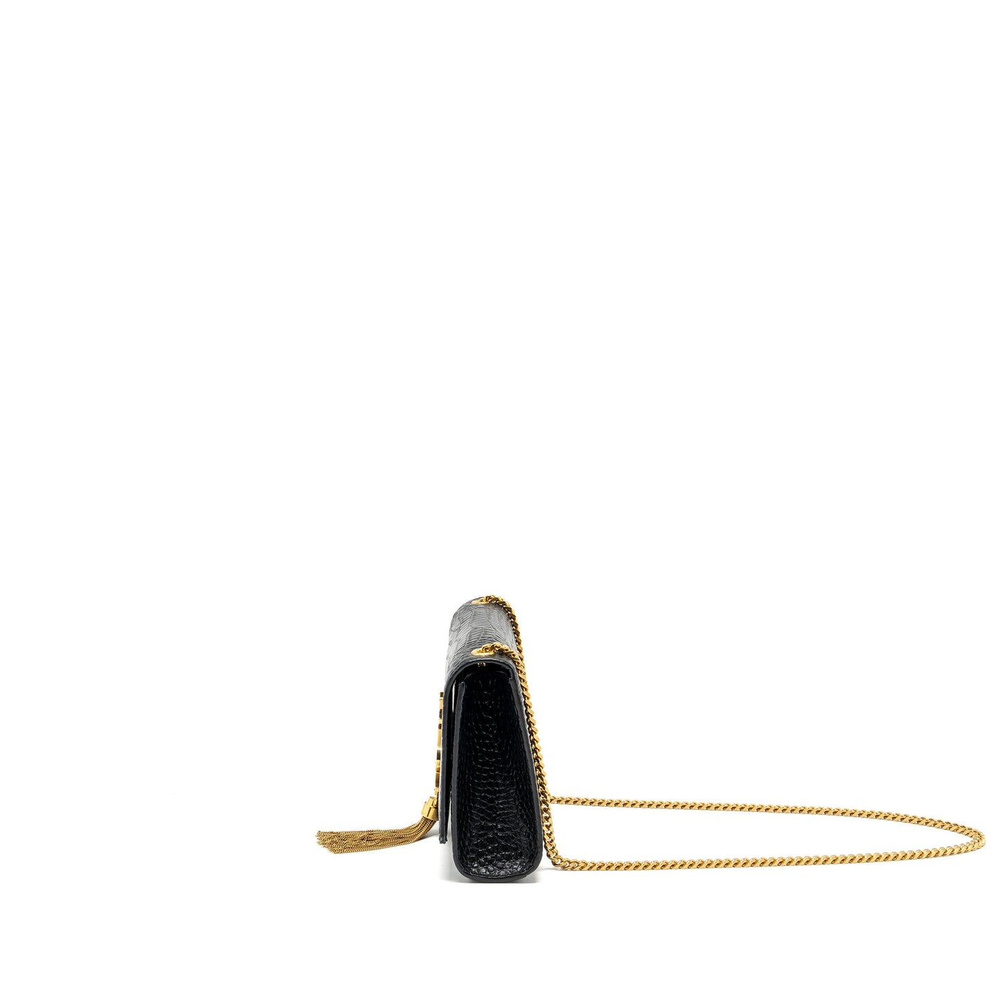 Saint Laurent Kate Purse Tassel Crocodile-Embossed black