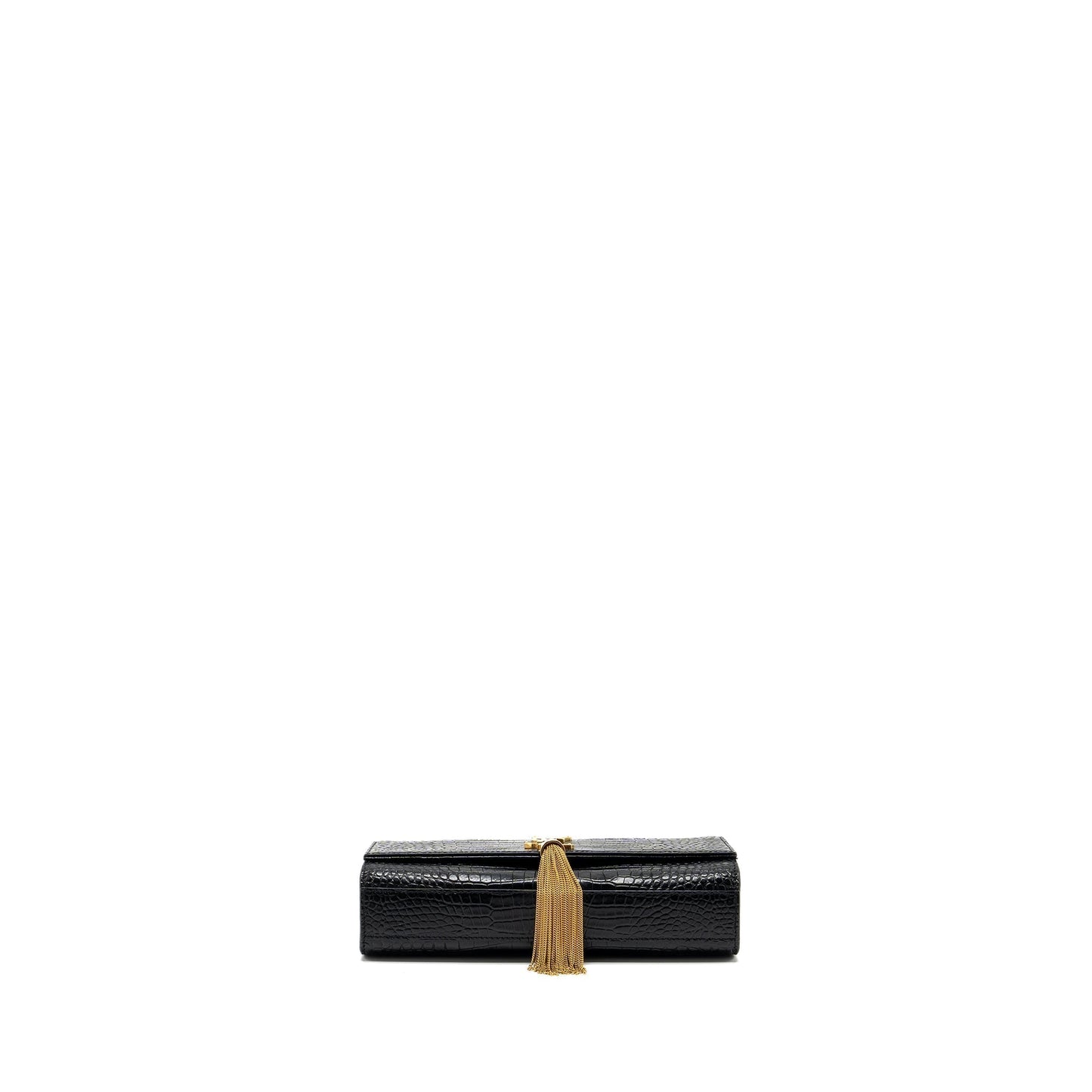 Saint Laurent Kate Purse Tassel Crocodile-Embossed black