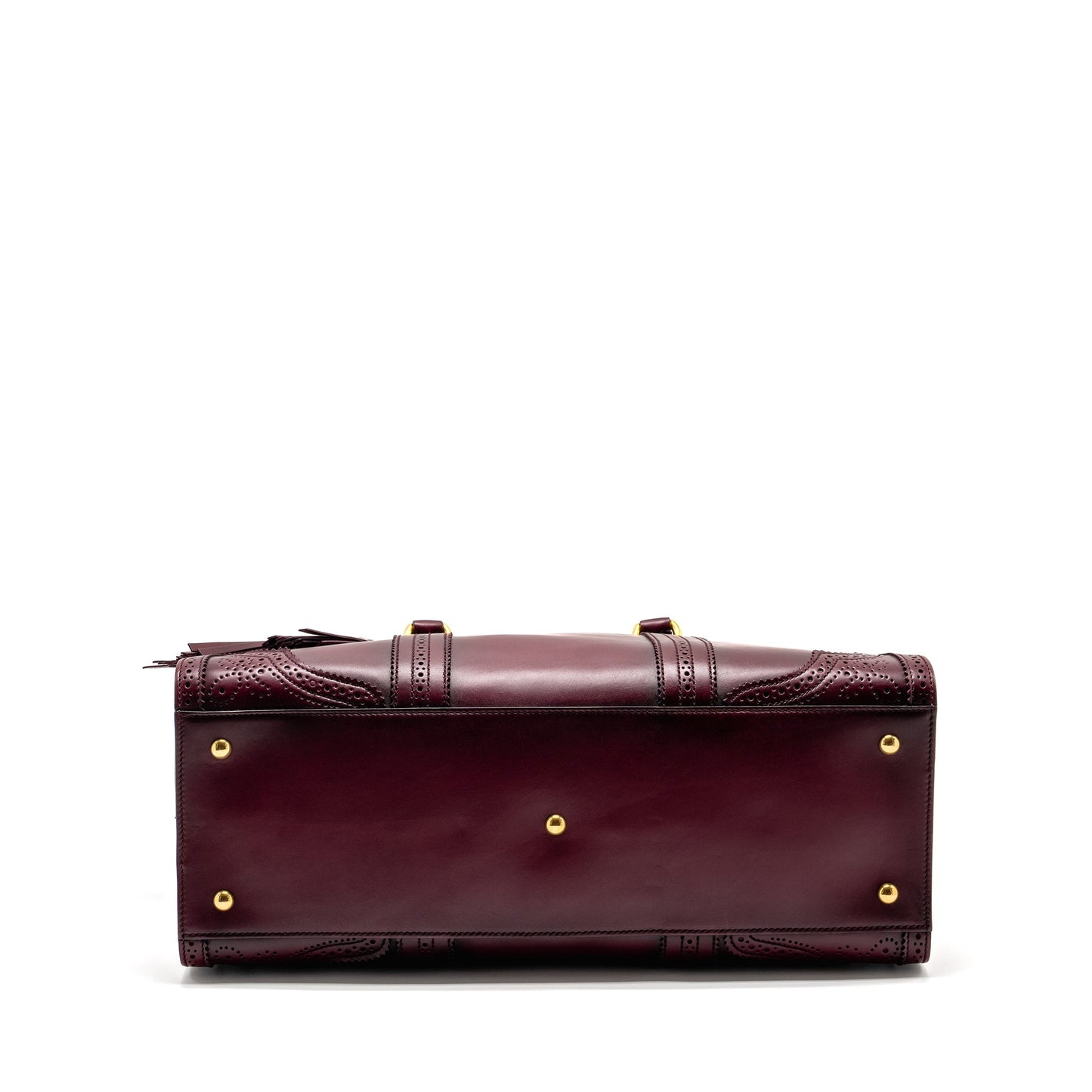 Gucci   Duilio Brogue Boston Bag Calfskin Burgundy