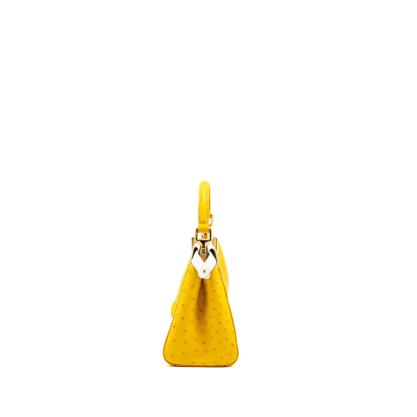 Fendi Mini Peekaboo Ostrich/Crystal Yellow/White