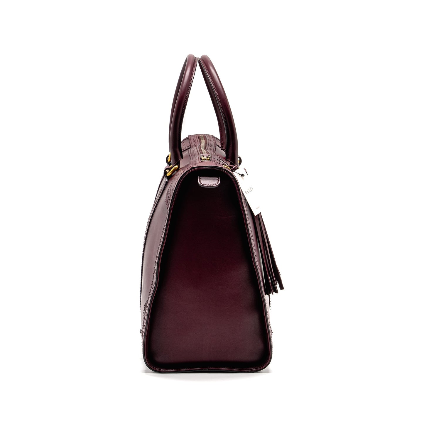 Gucci   Duilio Brogue Boston Bag Calfskin Burgundy