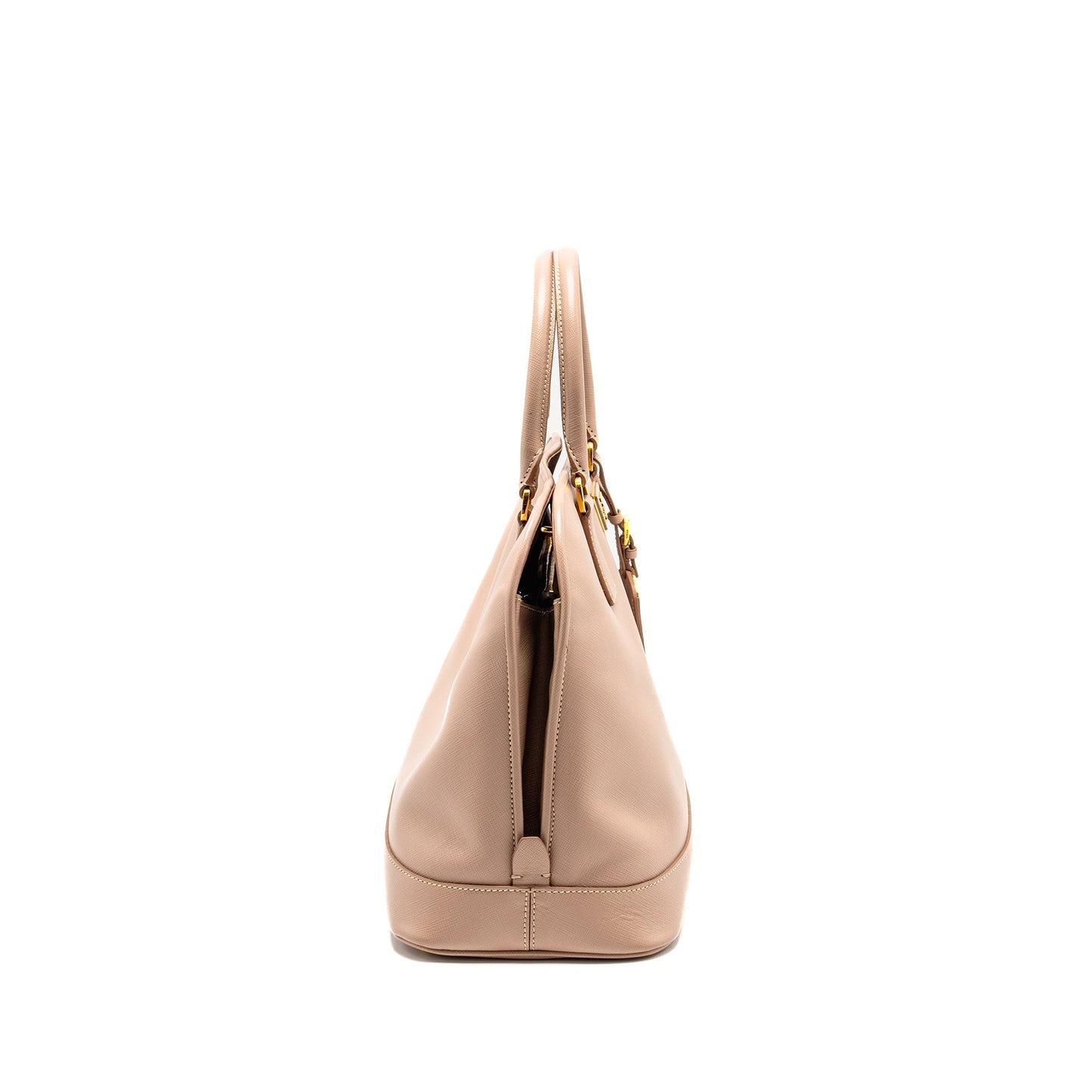 Prada Saffiano Vernice Promenade Dome Tote Leather Beige