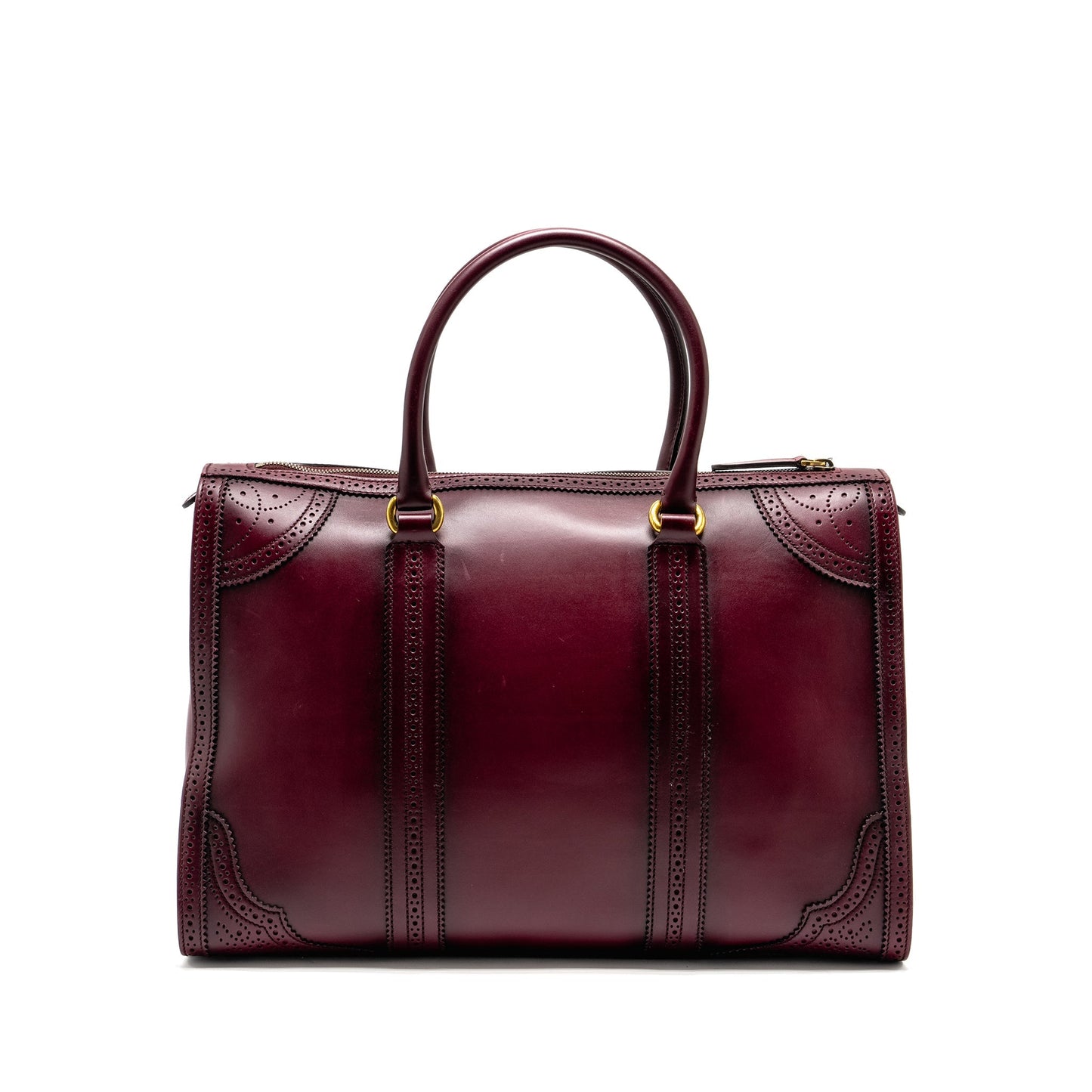 Gucci   Duilio Brogue Boston Bag Calfskin Burgundy