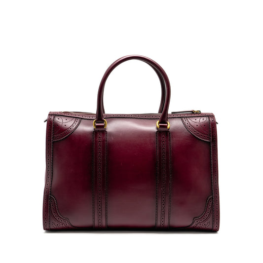 Gucci   Duilio Brogue Boston Bag Calfskin Burgundy