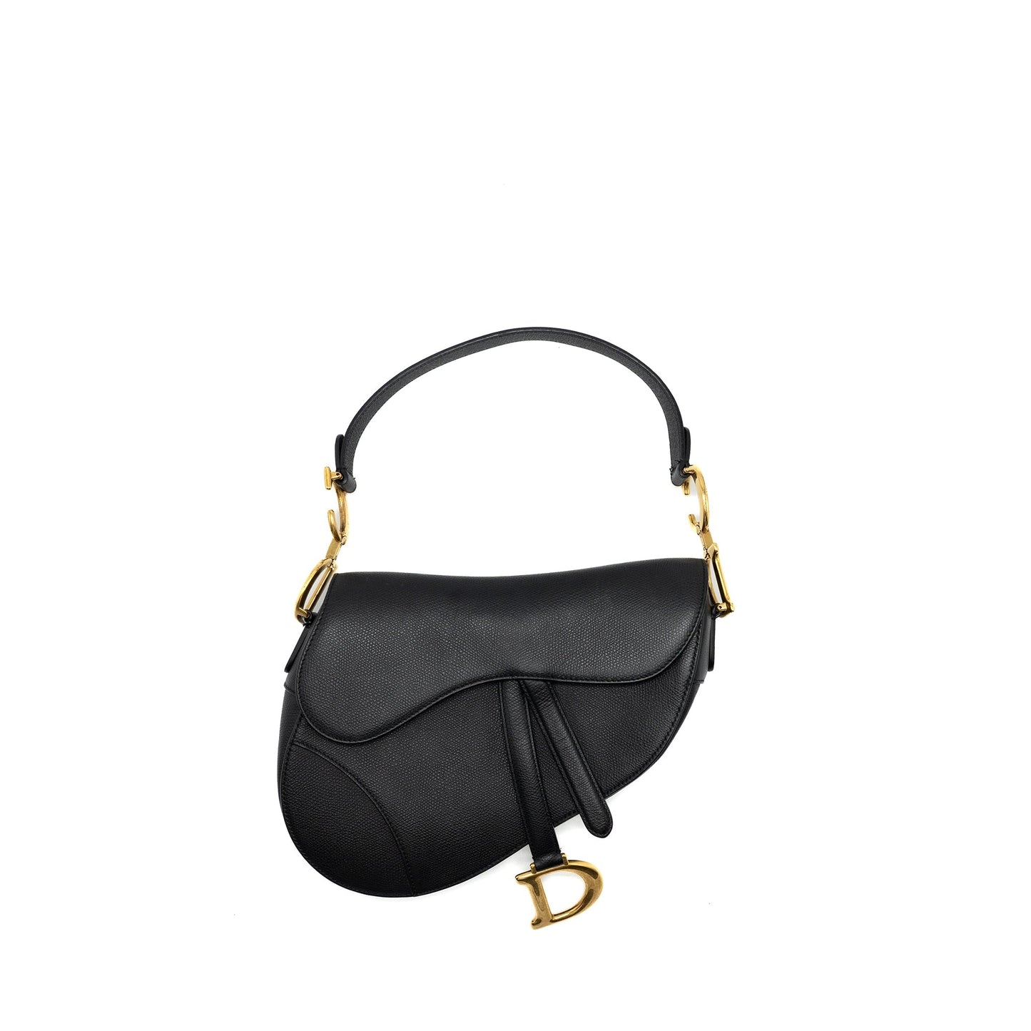 Dior Medium Saddle Purse Grained Calfskin Black