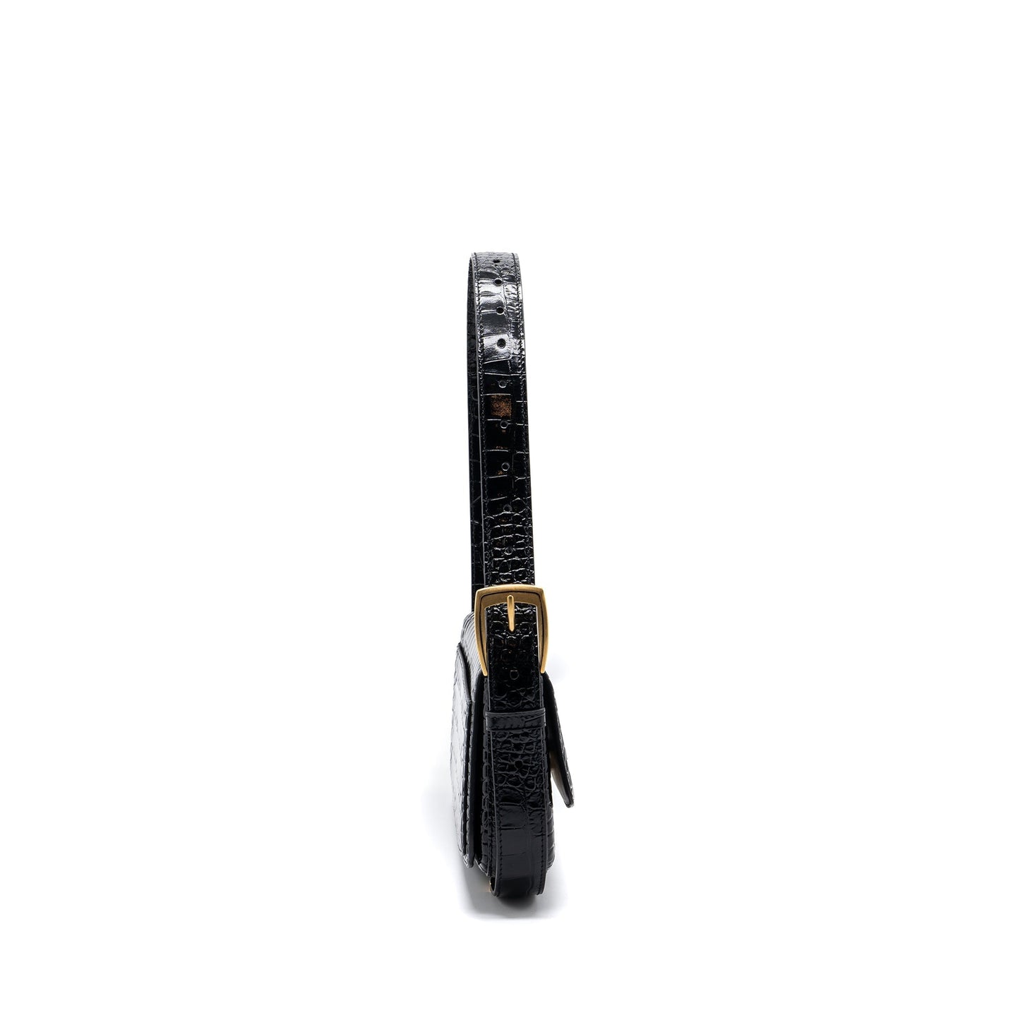 Balenciaga Ghost Sling Purse Crocodile-Embossed Leather Black