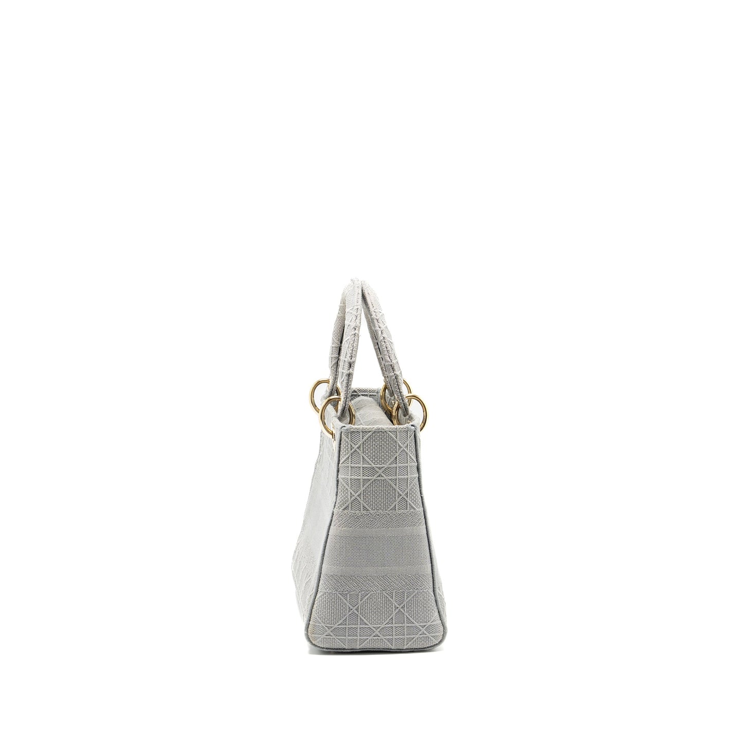Dior Medium Lady D-Lite Purse Cannage Embroidery Grey