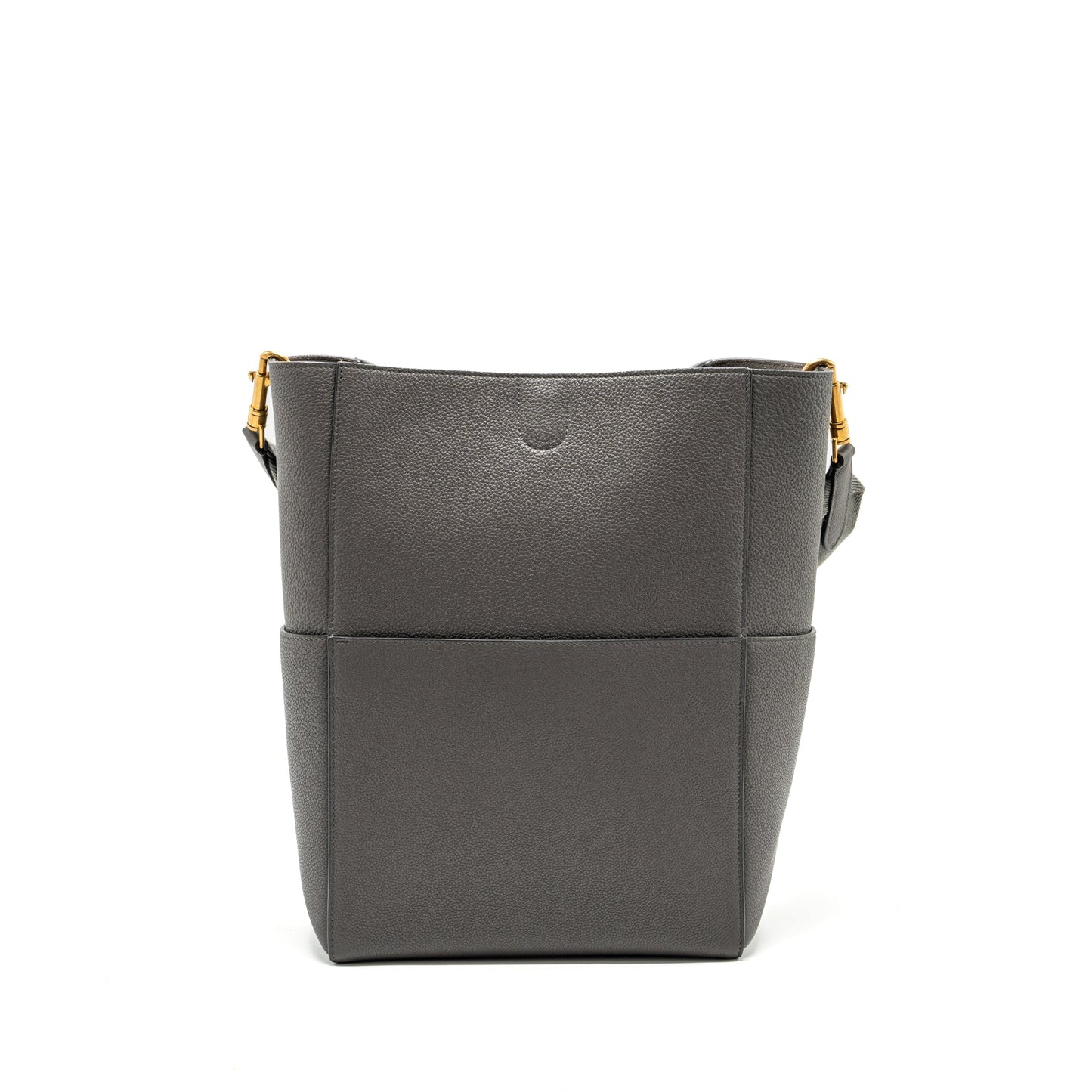Celine Sangle Bucket Purse Grained Calfskin Grey