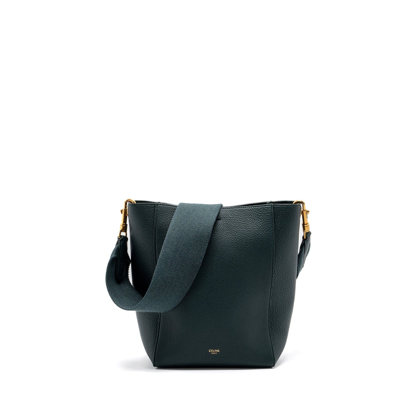CELINE SMALL SANGLE BUCKET Purse CALFSKIN GREEN