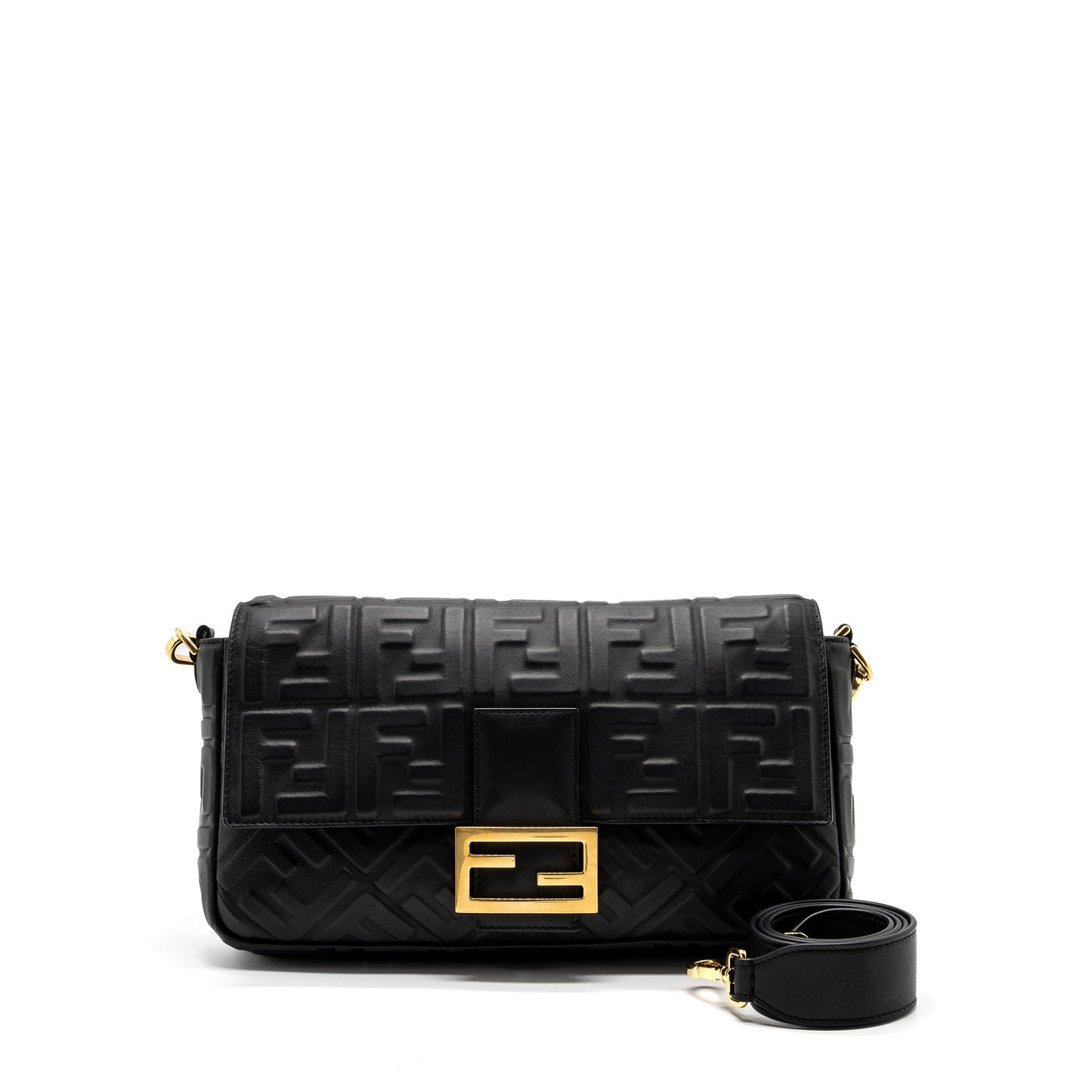 Fendi Large Baguette Purse Nappa Black