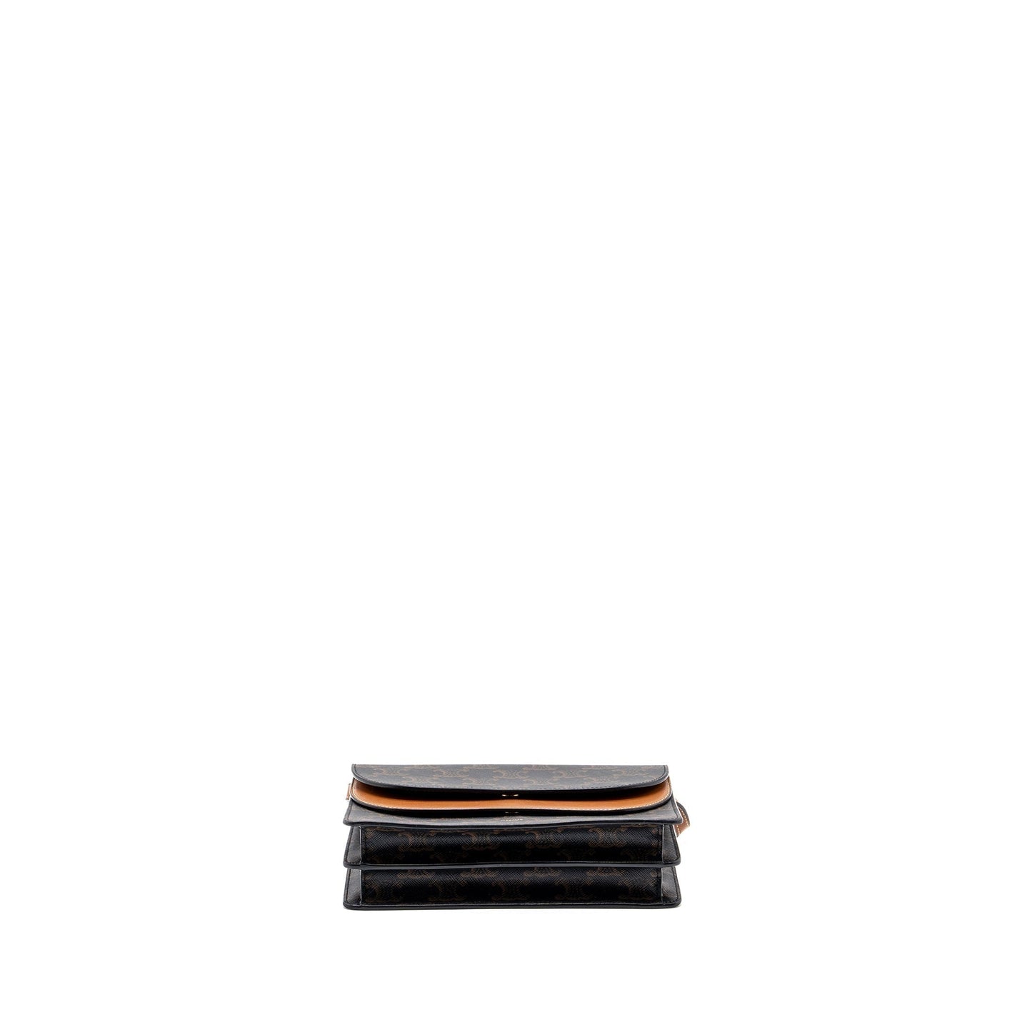 Luxury CELINE Wallet On Strap Triomphe Canvas/Smooth Lambskin Tan