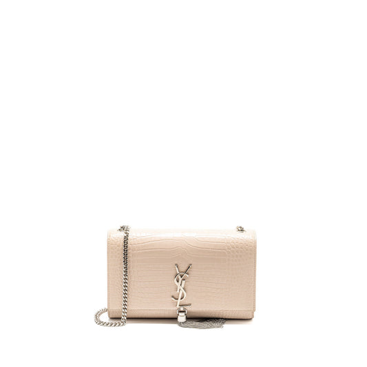Saint Laurent/ Kate Purse Crocodile-Embossed Calfskin Beige