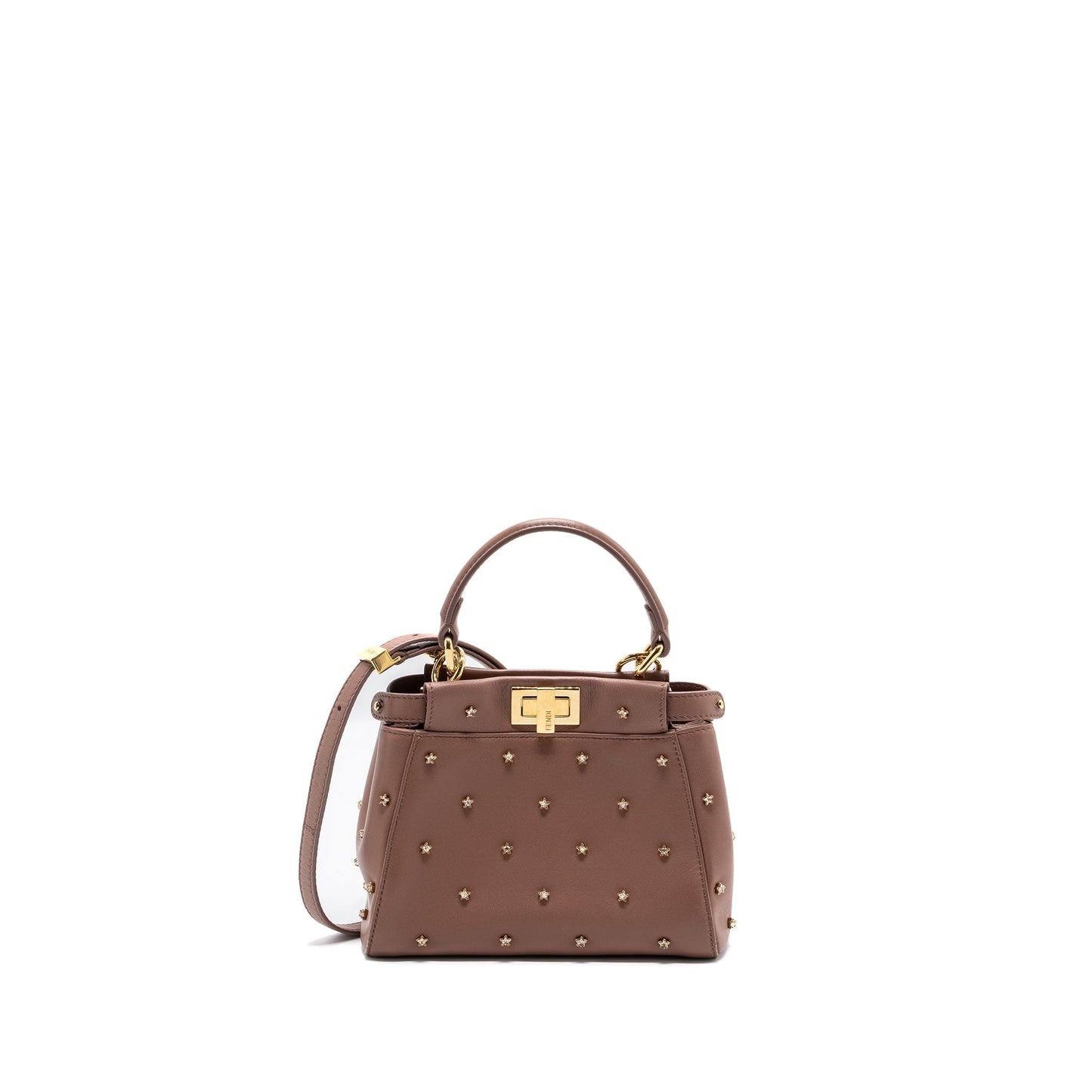Fendi Mini Peekaboo Star Crystal Lambskin Dark Pink