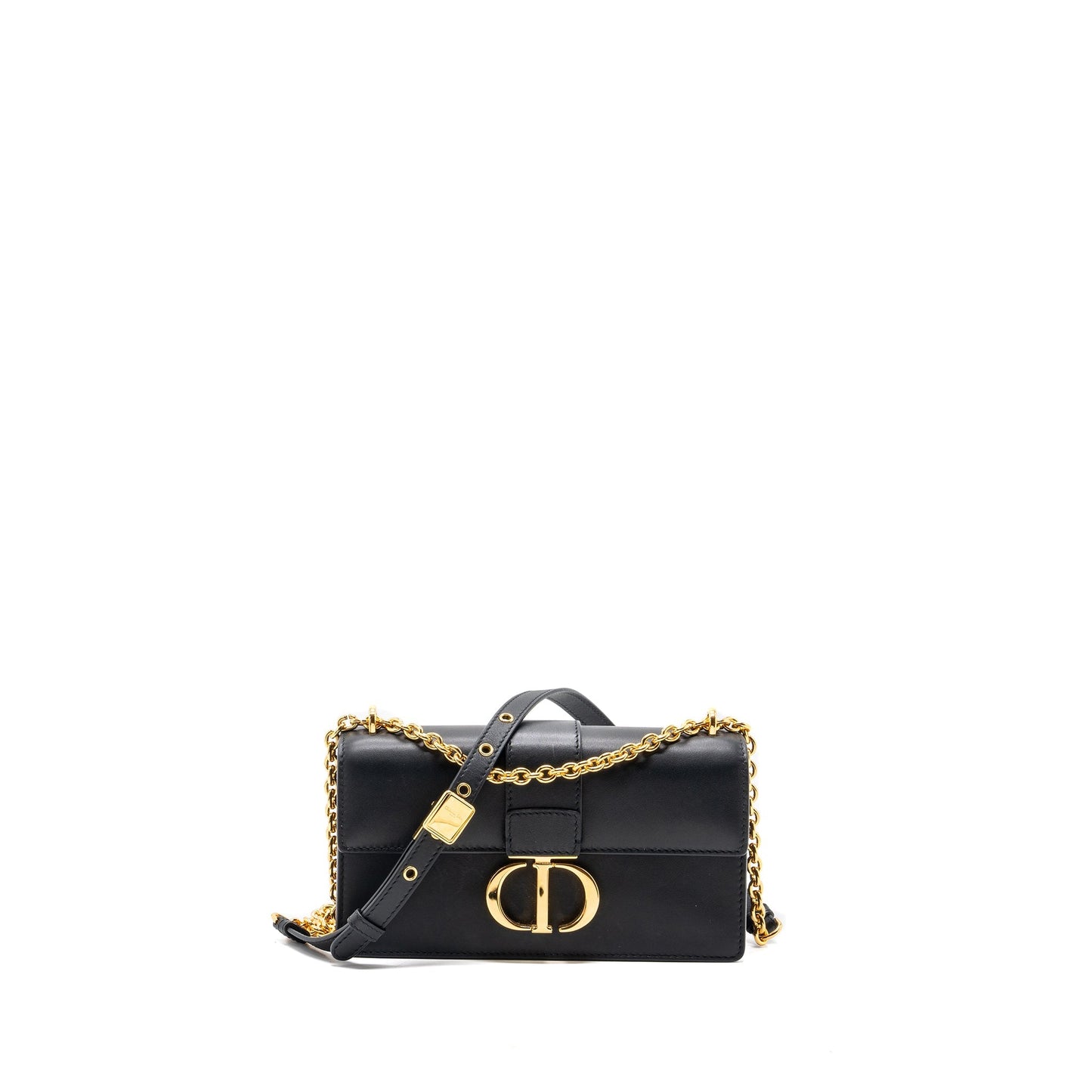 Dior 30 Montaigne East-West Purse With Chain Calfskin Black