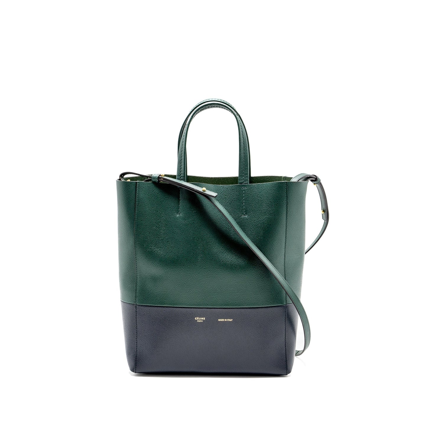 Luxury CELINE vertical cabas calfskin green / navy