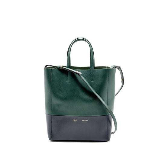 Luxury CELINE vertical cabas calfskin green / navy