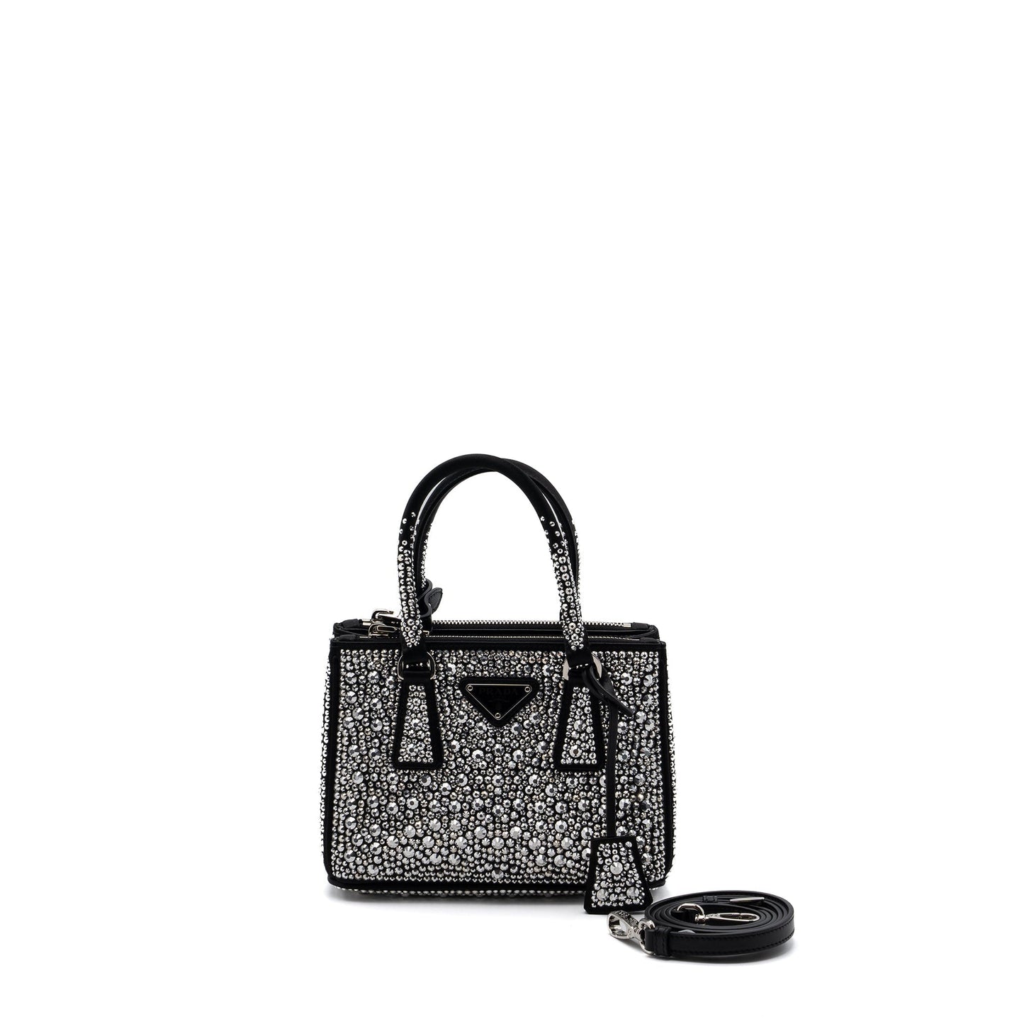 Prada Galleria Satin Mini Purse With Crystal Black