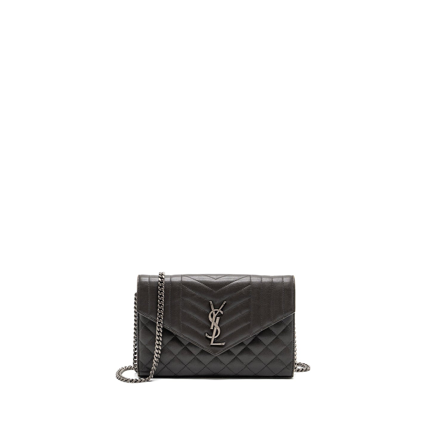 Saint Laurent/ Envelop Chain Purse Calfskin Dark Grey
