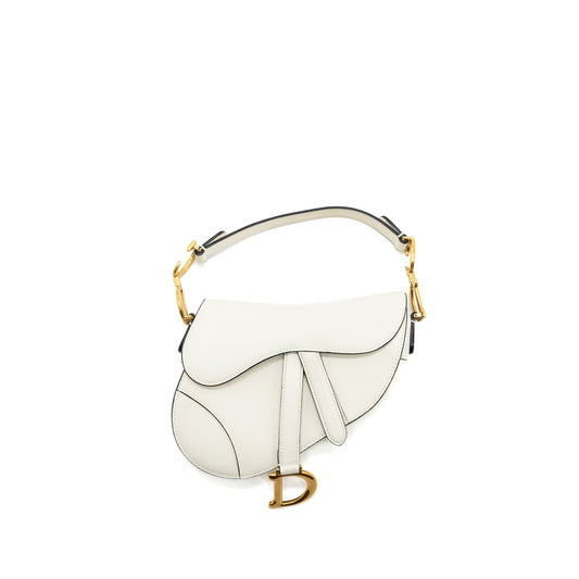 Dior Mini Saddle Purse Calfskin White