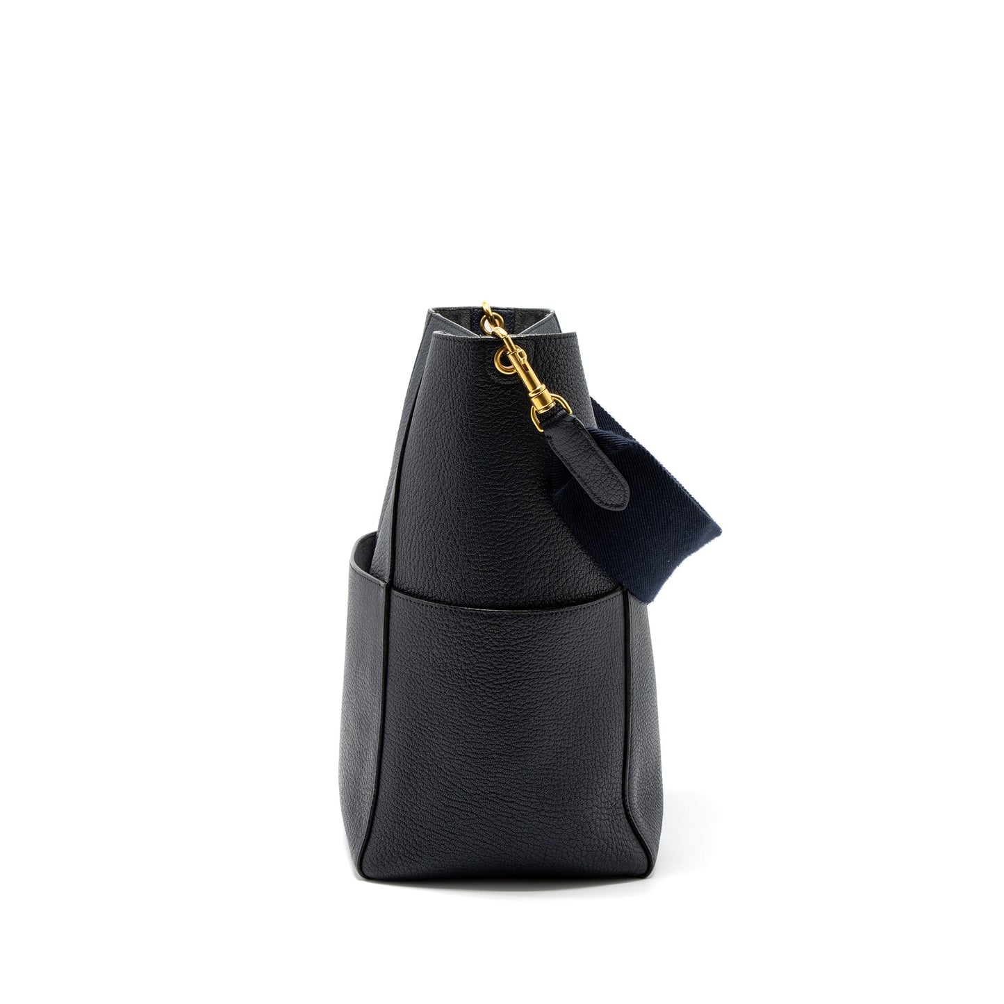 Celine Sangle Bucket Purse Calfskin Navy