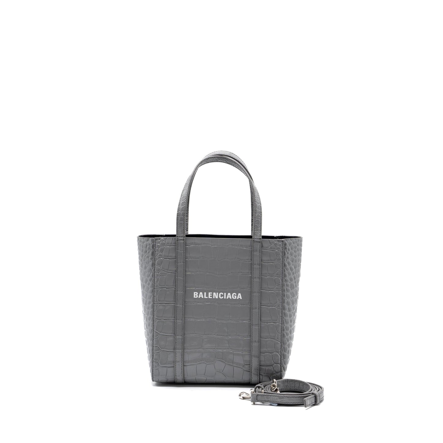 Balenciaga Everyday Tote Purse Crocodile-Embossed calfskin Grey