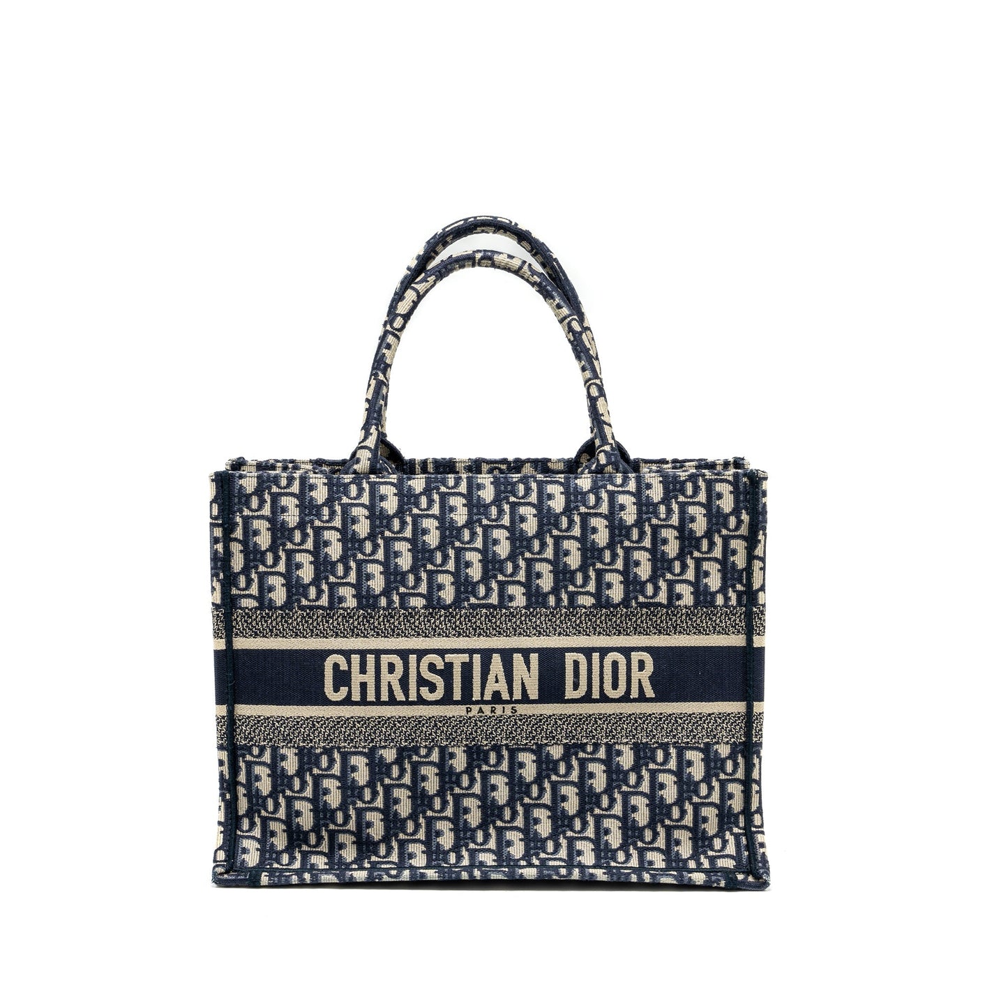 Medium Book Tote Blue Dior Oblique Embroidery
