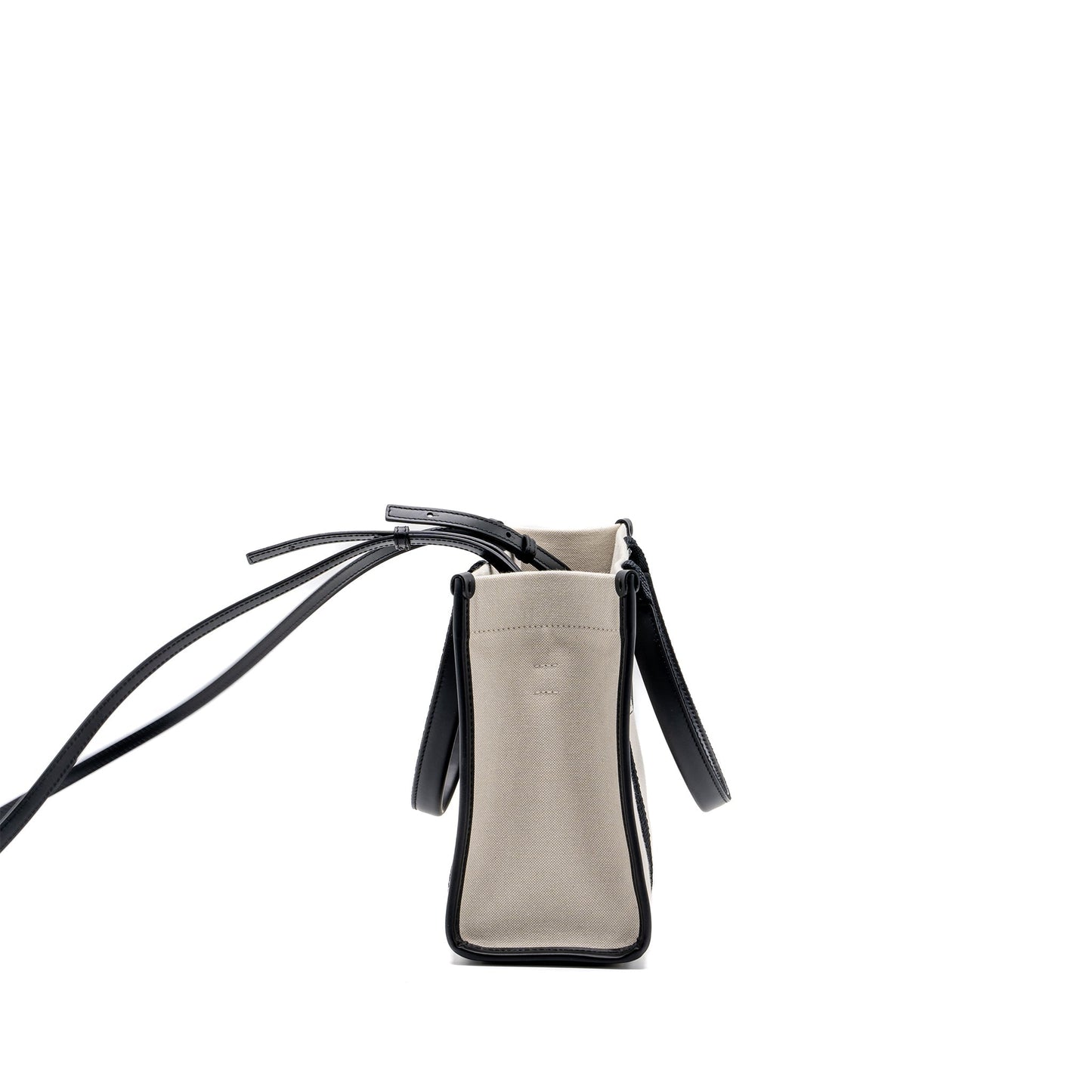 BALENCIAGA Small Tote Purse Canvas/ Leather Black/White