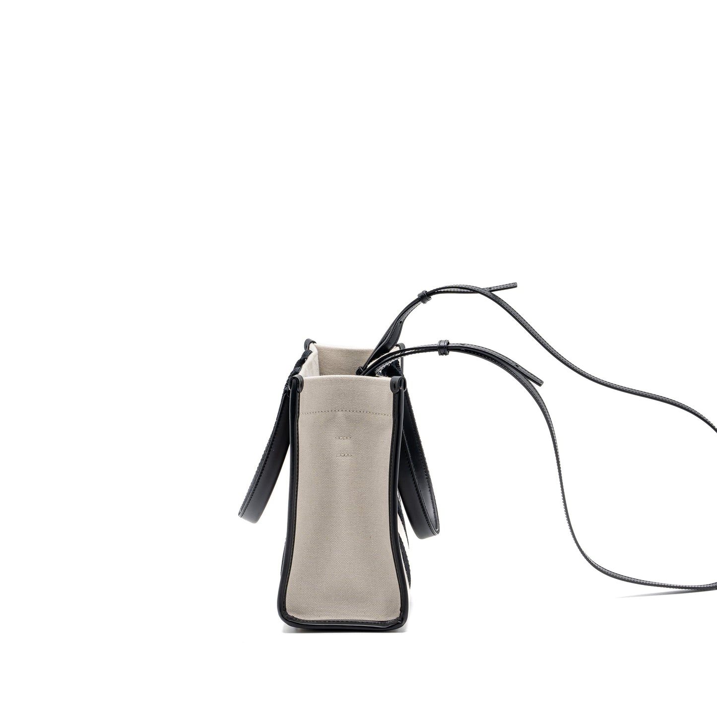 BALENCIAGA Small Tote Purse Canvas/ Leather Black/White