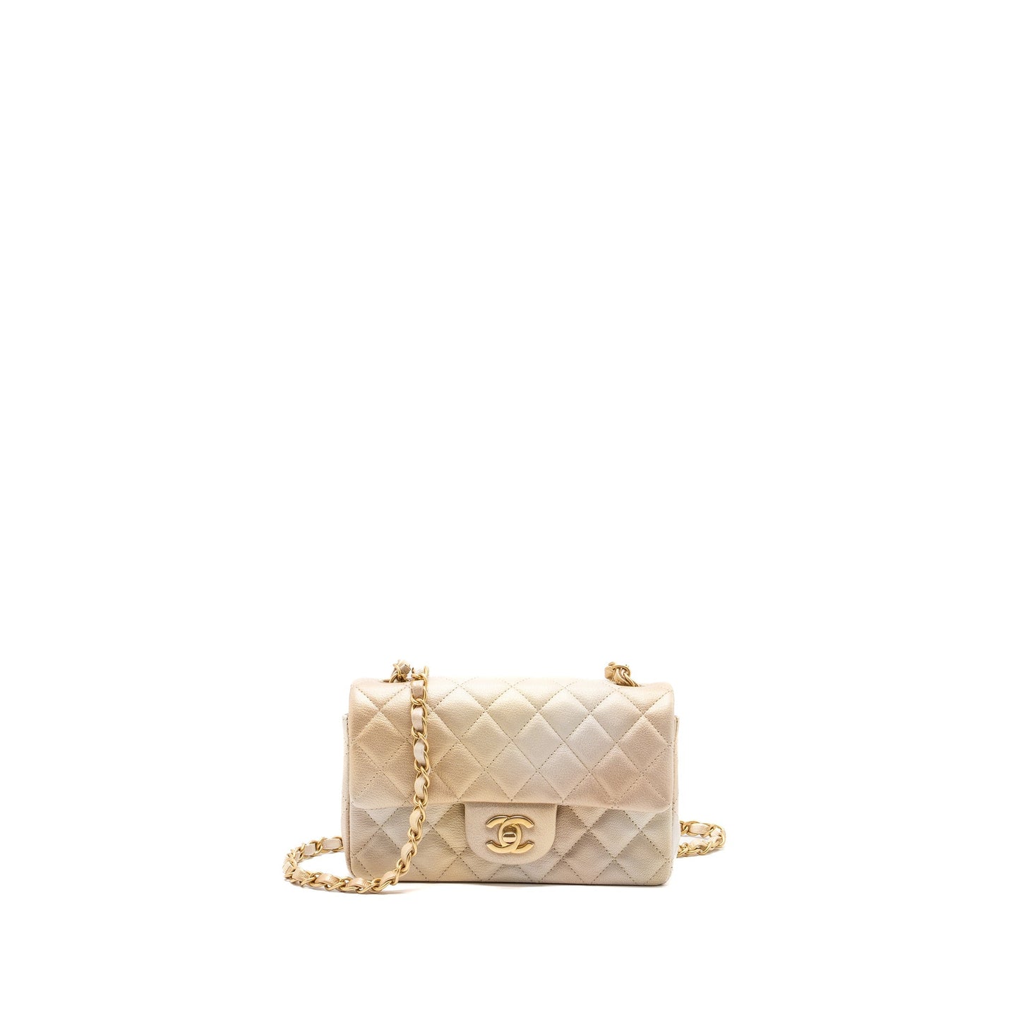 Chanel 22C mini Rectangular Flap Bag Goatskin Ombré Beige Brushed  (microchip)