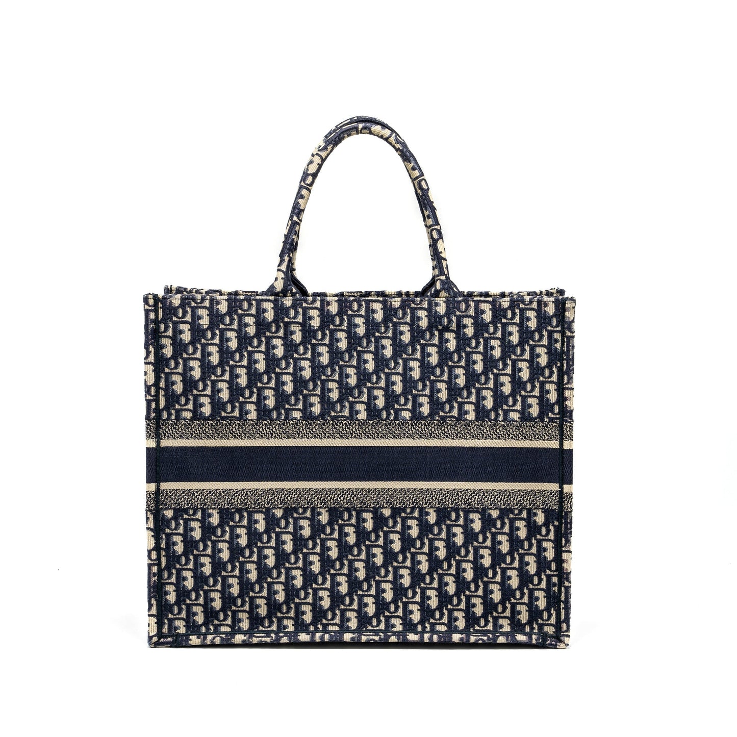 DIor Large Book Tote Blue Dior Oblique Embroidery