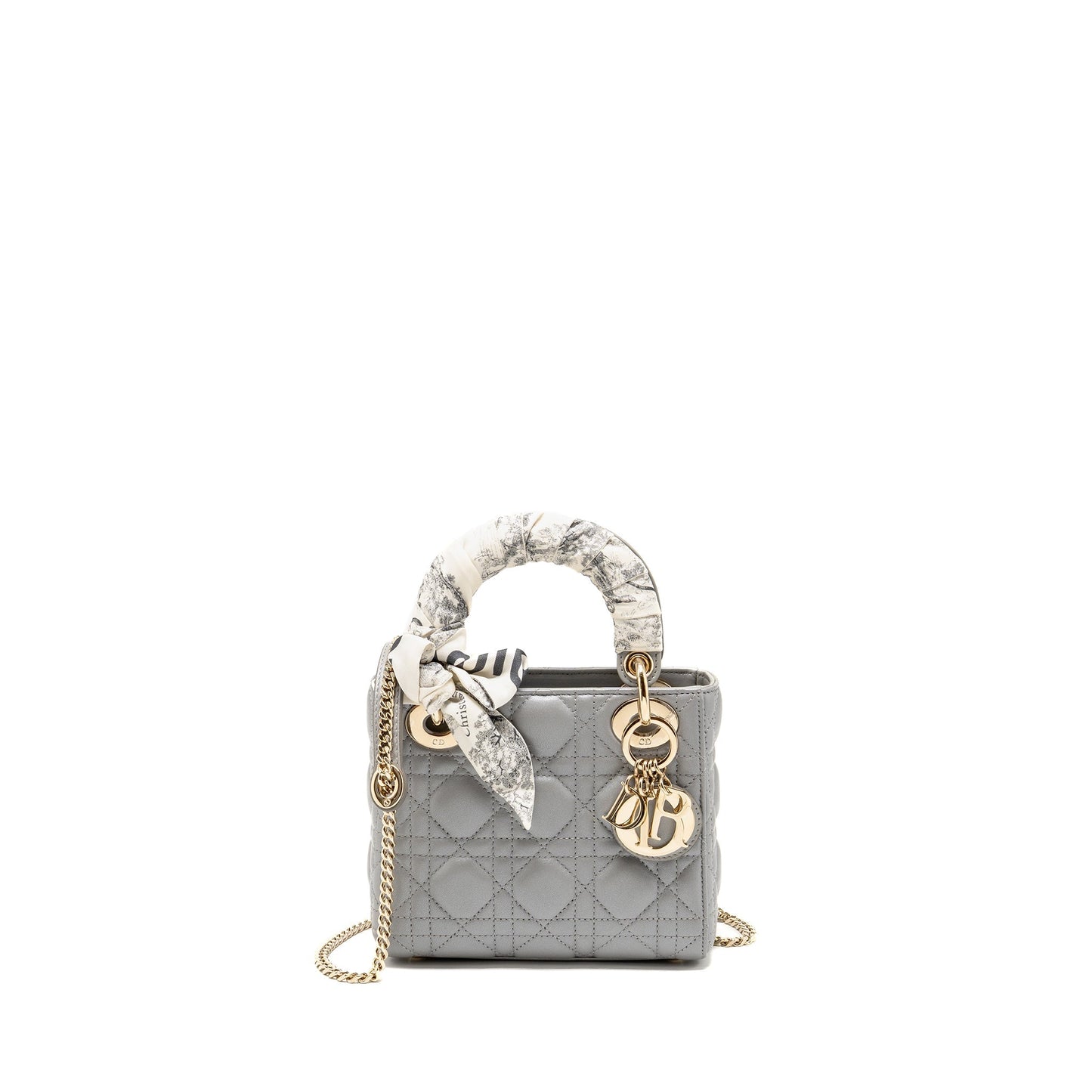 Mini Lady Dior Lambskin Iridescent Grey