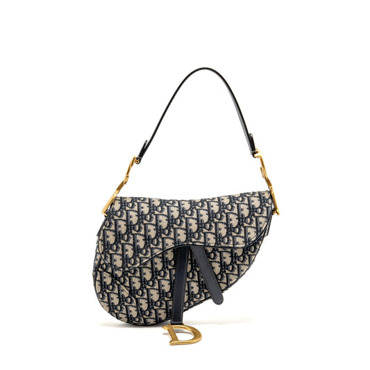Dior Medium Saddle Purse Blue Oblique Canvas