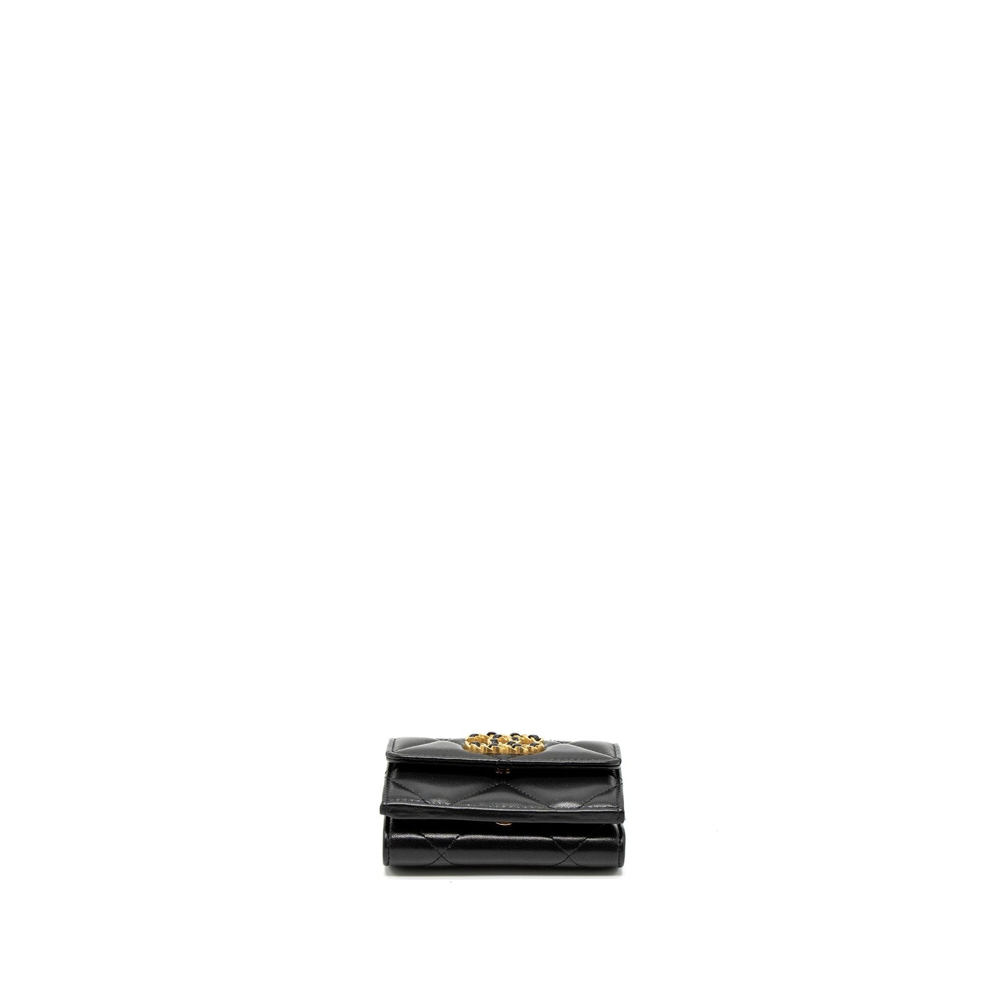 Chanel 19 Flap Compact Wallet Lambskin Black  (Microchip)