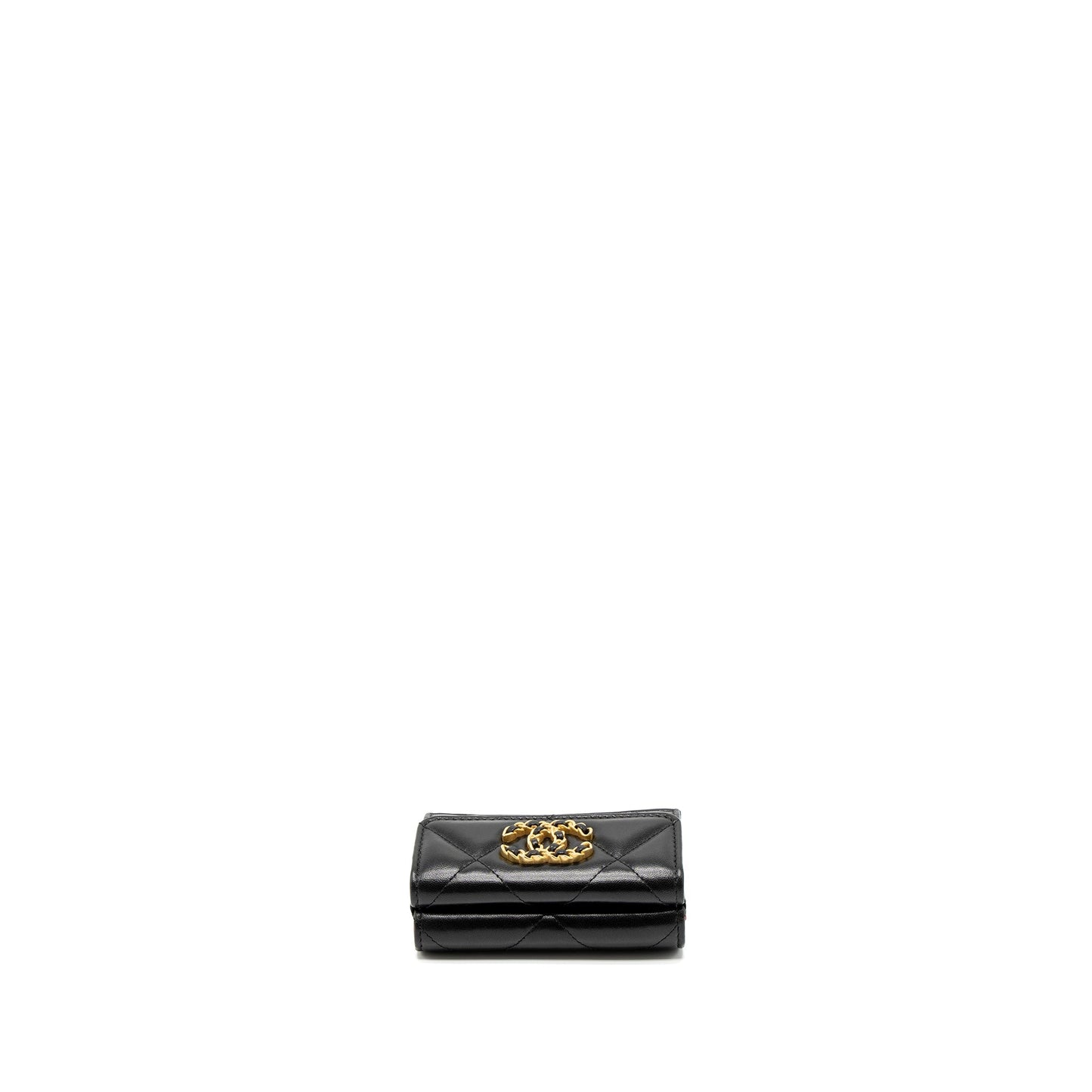 Chanel 19 Flap Compact Wallet Lambskin Black  (Microchip)