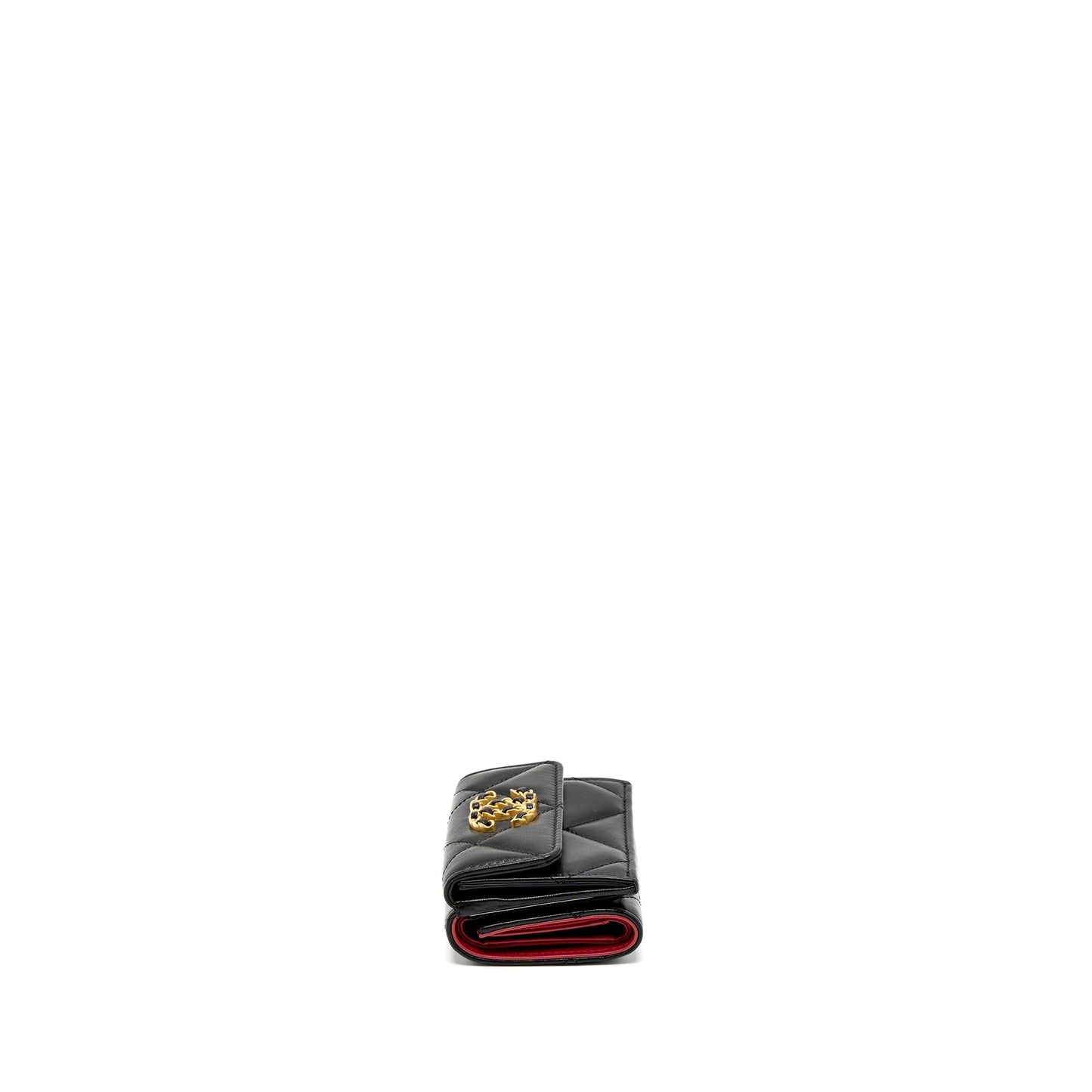 Chanel 19 Flap Compact Wallet Lambskin Black  (Microchip)