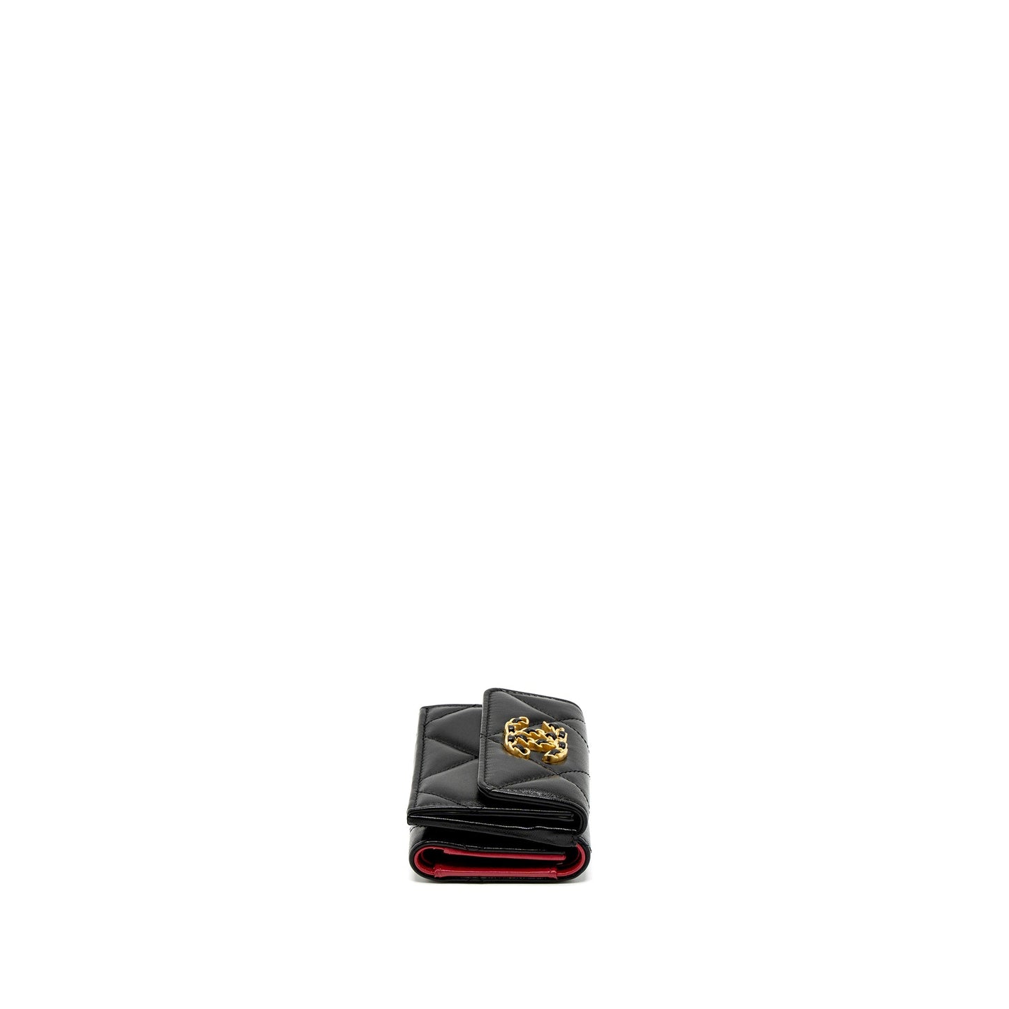 Chanel 19 Flap Compact Wallet Lambskin Black  (Microchip)