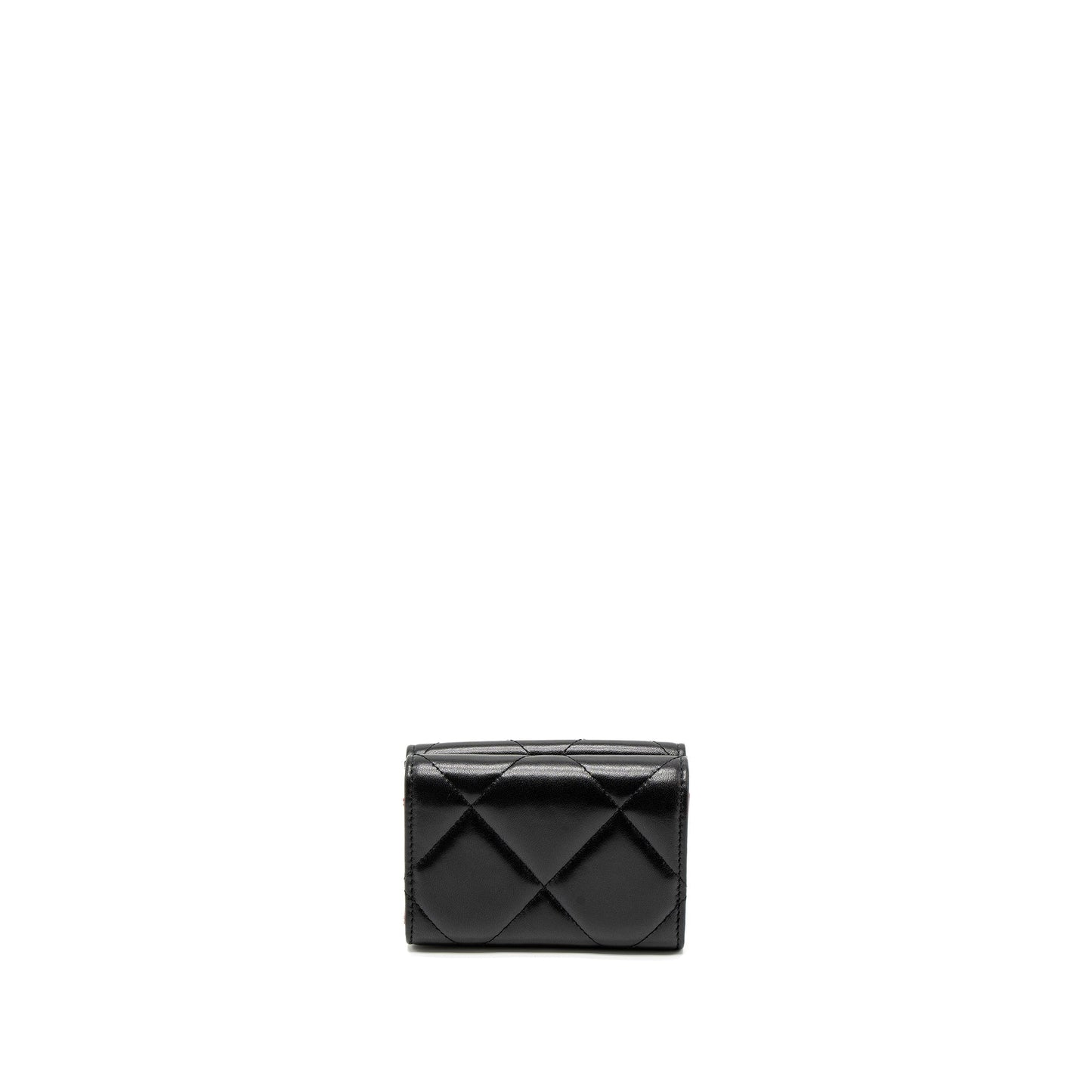 Chanel 19 Flap Compact Wallet Lambskin Black  (Microchip)