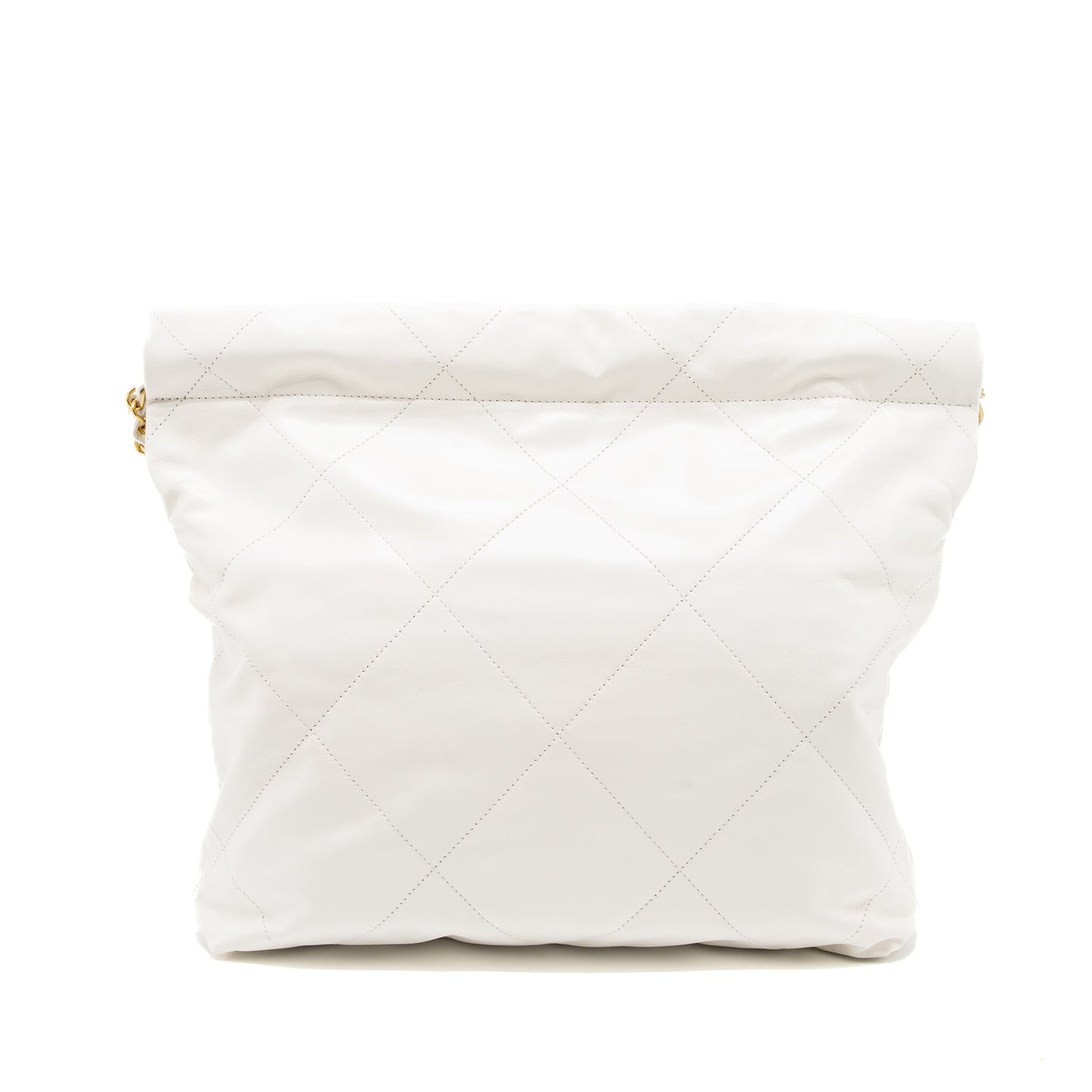Chanel Small 22 Bag Black Letter Shiny Calfskin White Brushed  (Microchip)