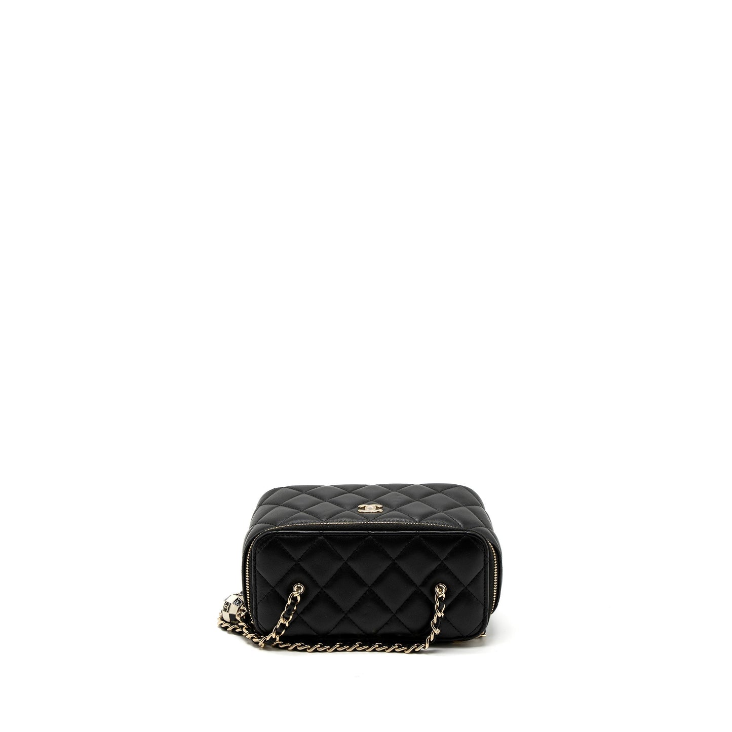 Chanel 23C Pearl Crush Long Vanity with Chain Lambskin Black L (Microchip)