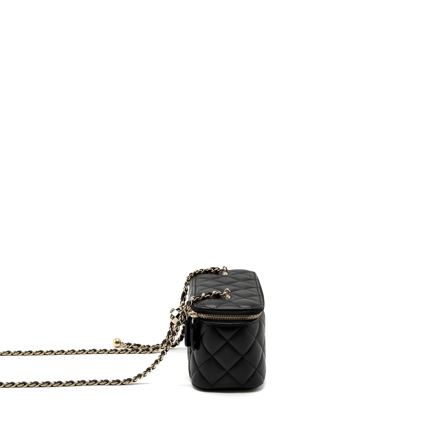 Chanel 23C Pearl Crush Long Vanity with Chain Lambskin Black L (Microchip)