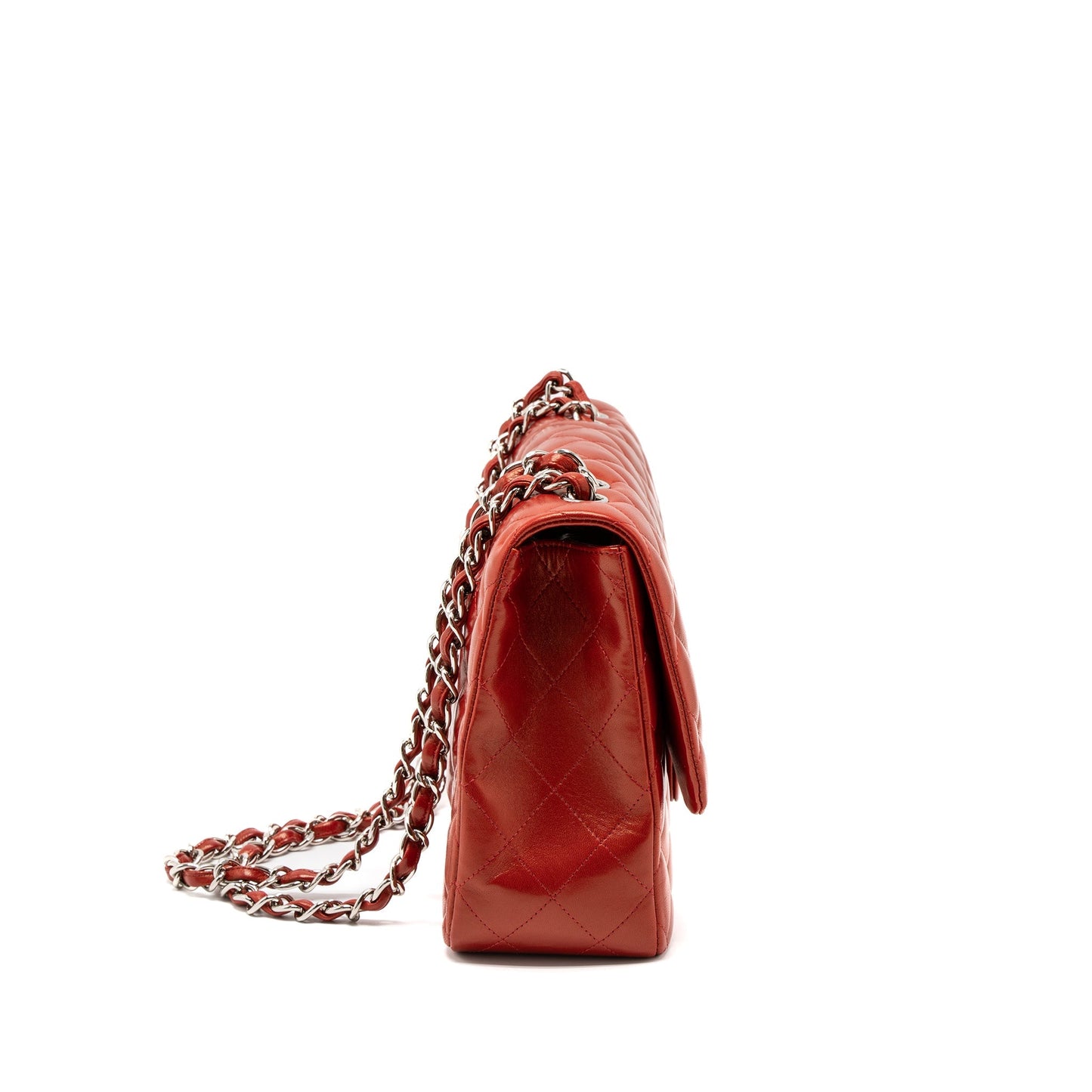 Chanel Jumbo Classic Single Flap Bag Lambskin Red