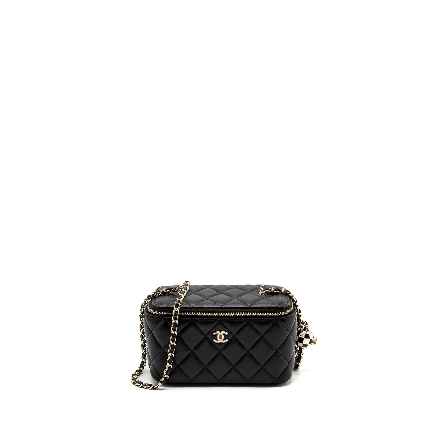 Chanel 23C Pearl Crush Long Vanity with Chain Lambskin Black L (Microchip)