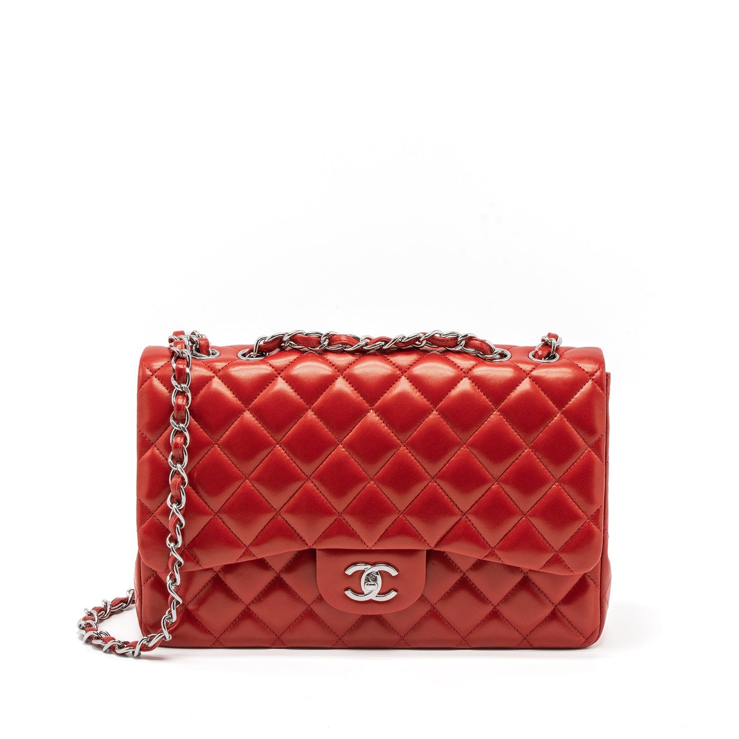 Chanel Jumbo Classic Single Flap Bag Lambskin Red
