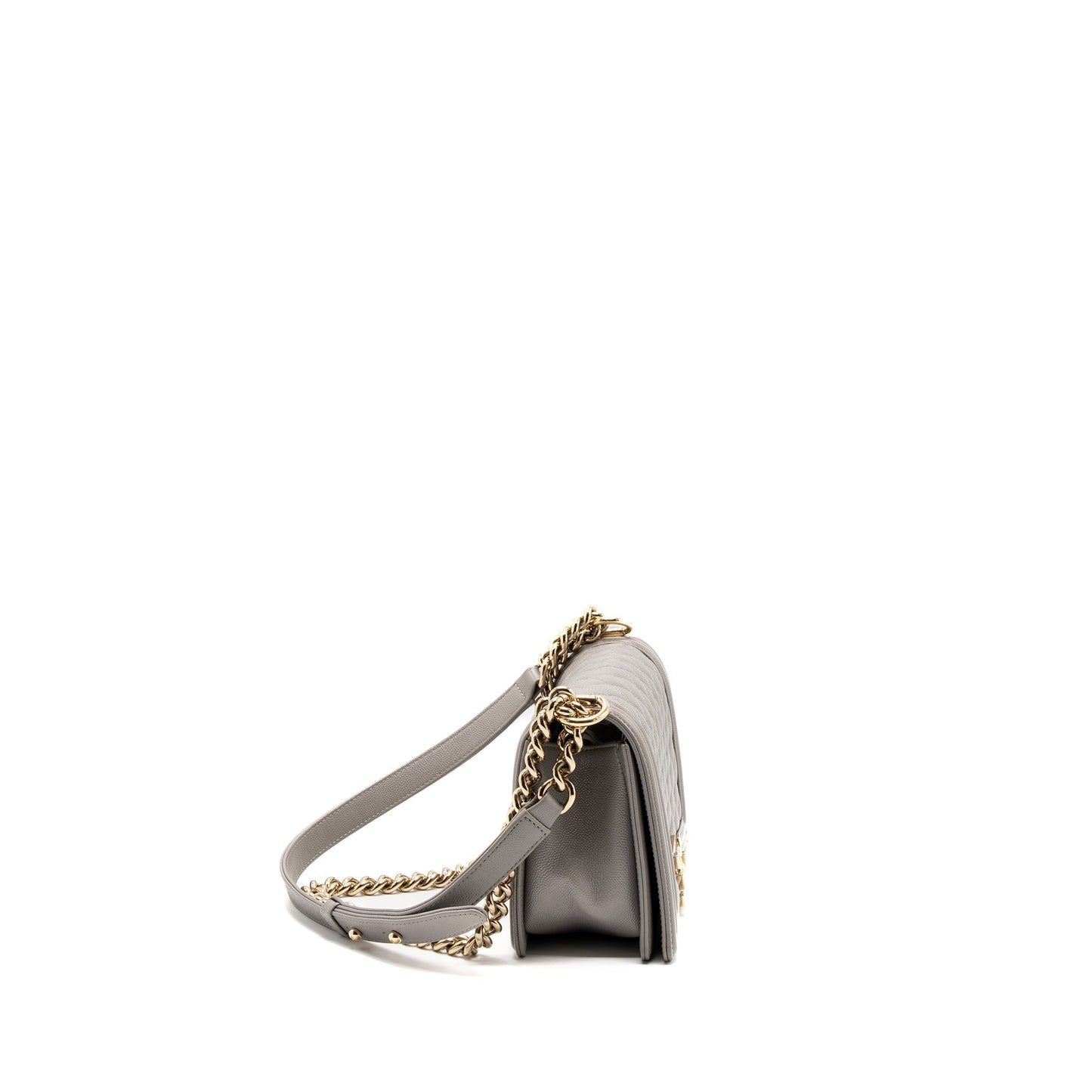 Chanel Medium Boy Bag Caviar Light Grey L