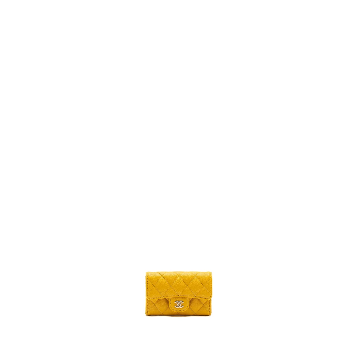 Chanel 22A Classic Flap Card Holder caviar yellow (Microchip)