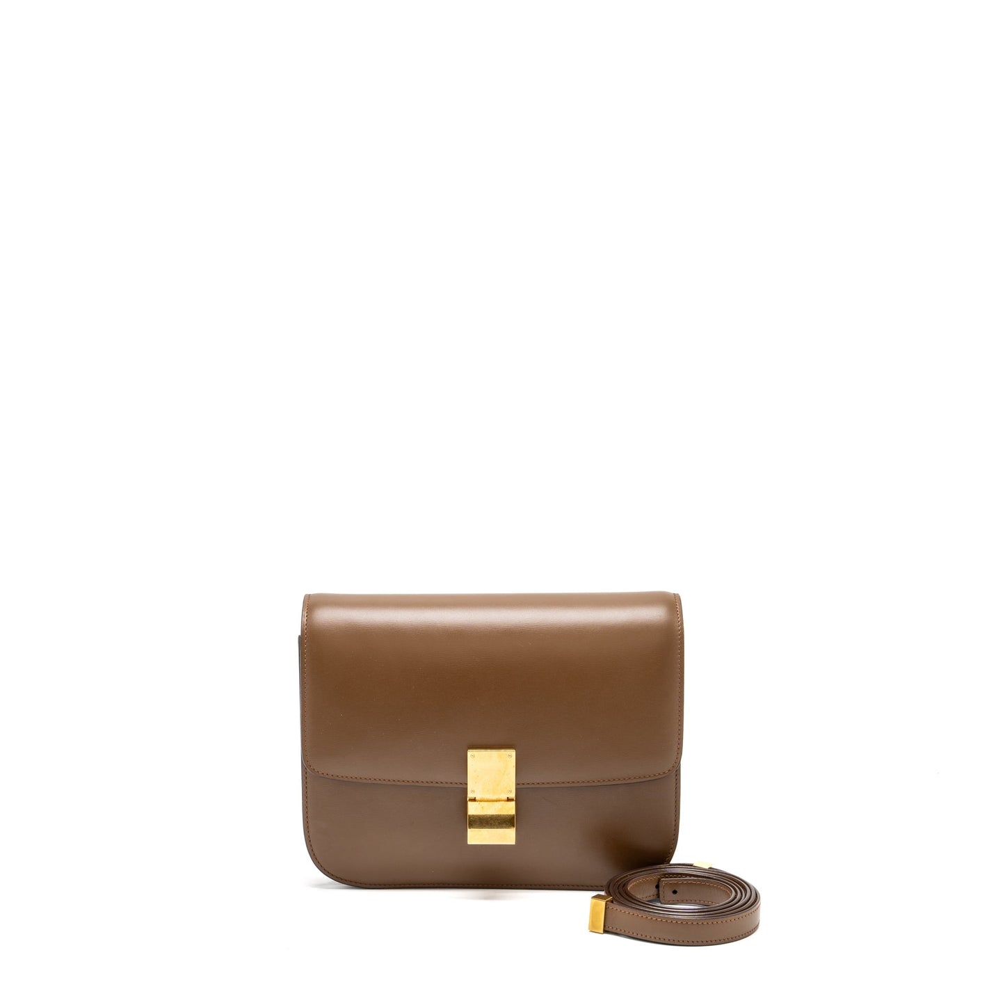 Celine Medium Classic Box Purse Calfskin Brown