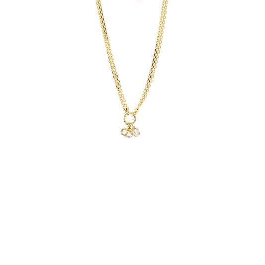 Dior CD and Star Necklace Crystal Gold Tone