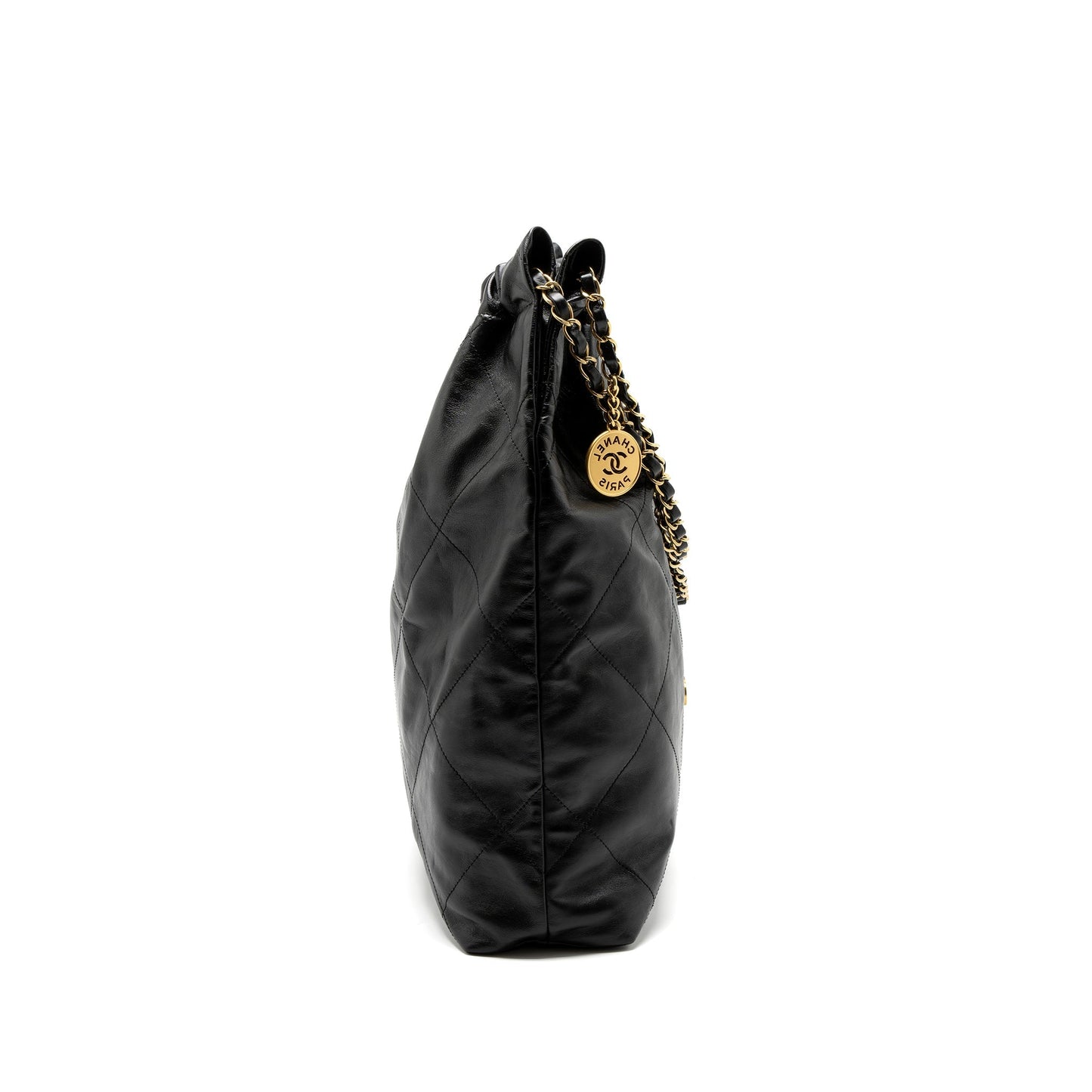 Chanel Large 22 Bag Shiny Calfskin Black  (Microchip)