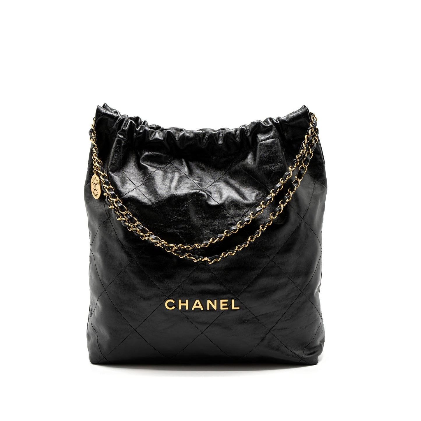 Chanel Large 22 Bag Shiny Calfskin Black  (Microchip)